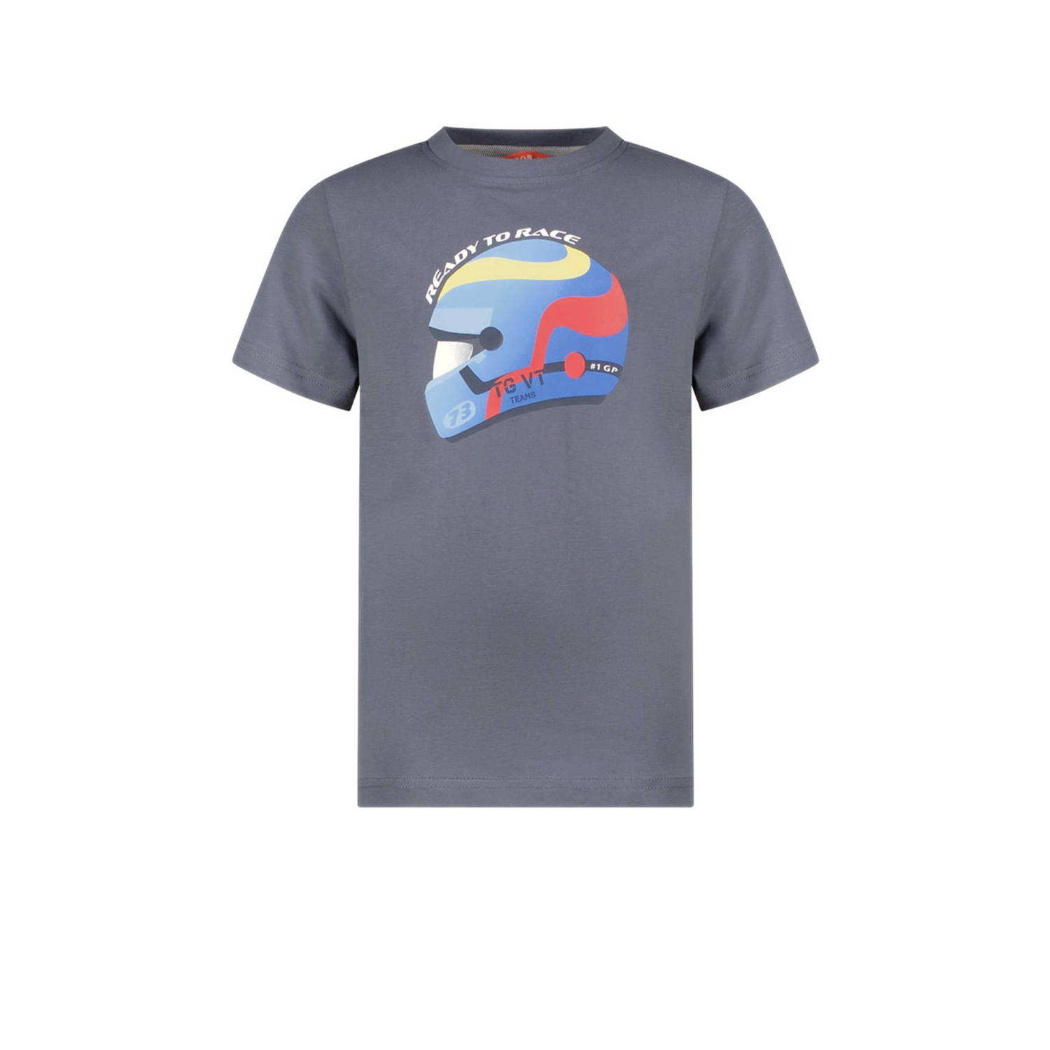 TYGO & vito T-shirt Wessel met printopdruk staalgrijs Jongens Biologisch katoen Ronde hals 110 116