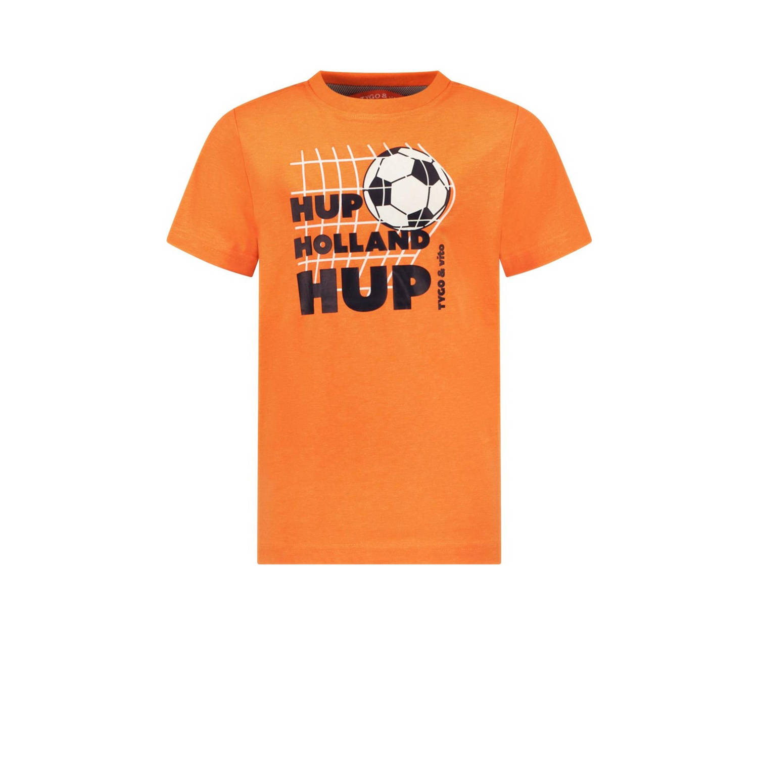 TYGO & vito T-shirt Holland met contrastbies oranje Jongens Polyester Ronde hals 110 116