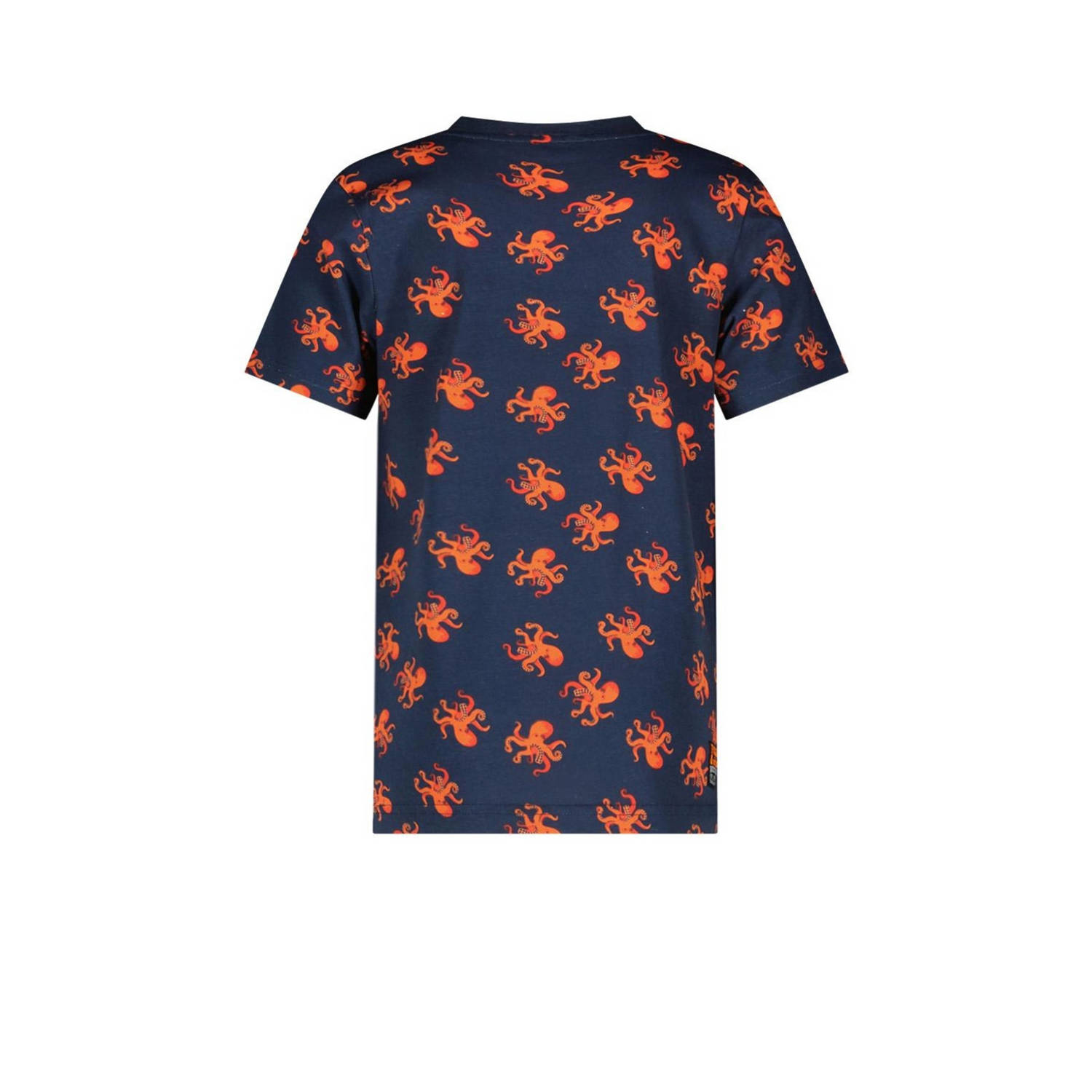 TYGO & vito T-shirt Thijs met all over print donkerblauw oranje
