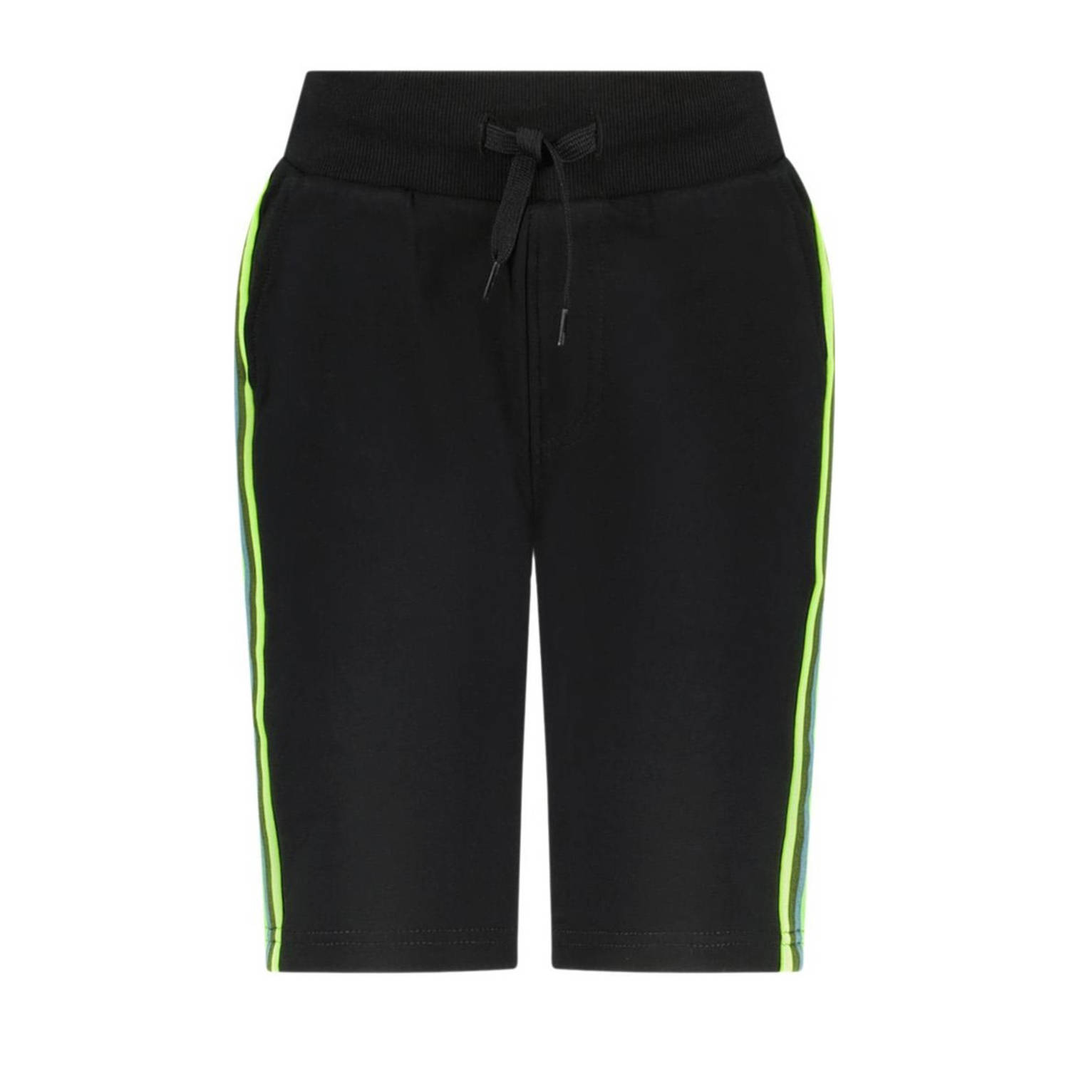 TYGO & vito regular fit sweatshort Bing met zijstreep zwart neongroen Korte broek 110 116