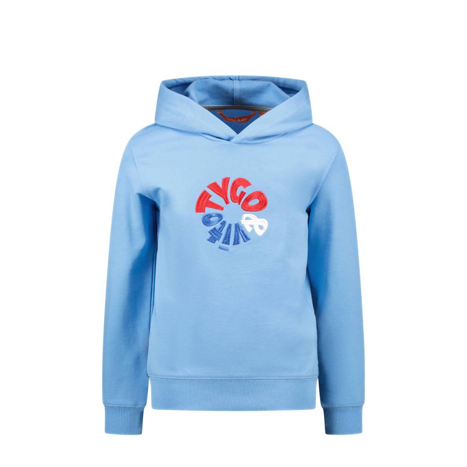 TYGO & vito hoodie Hamza met logo lichtblauw milti Sweater Logo 110 116