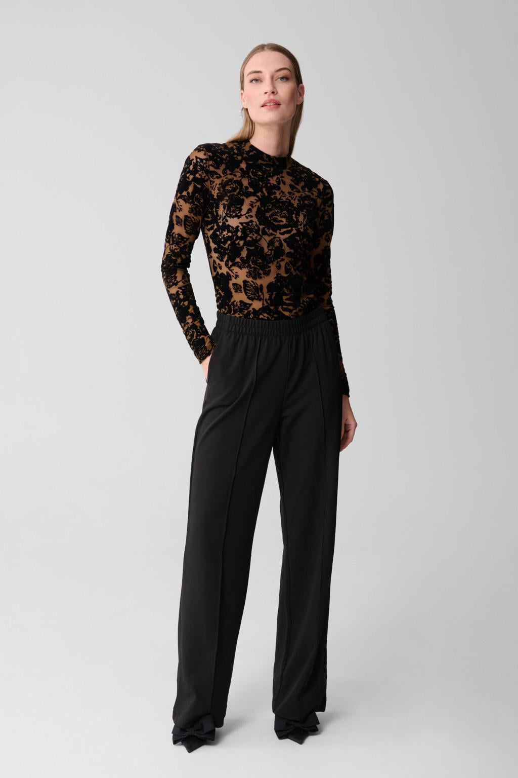 Shoeby high waist wide leg broek zwart