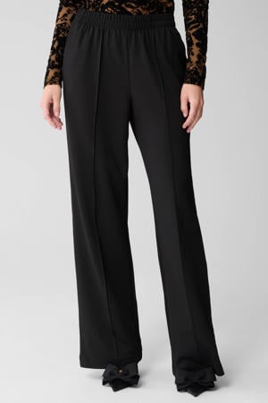 high waist wide leg broek zwart