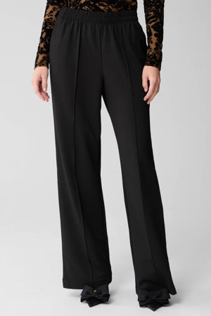 high waist wide leg broek zwart