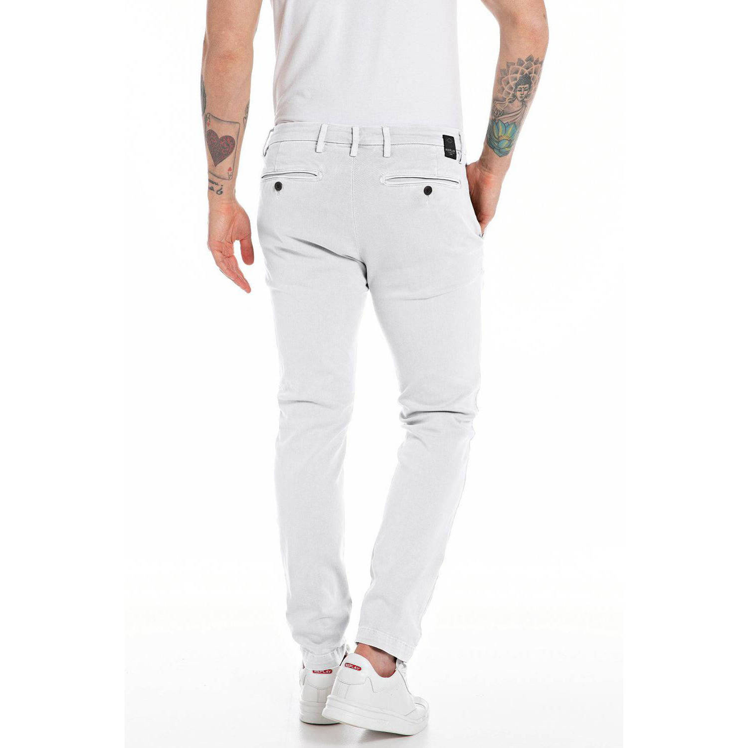 REPLAY slim fit chino ZEUMAR pearl grey