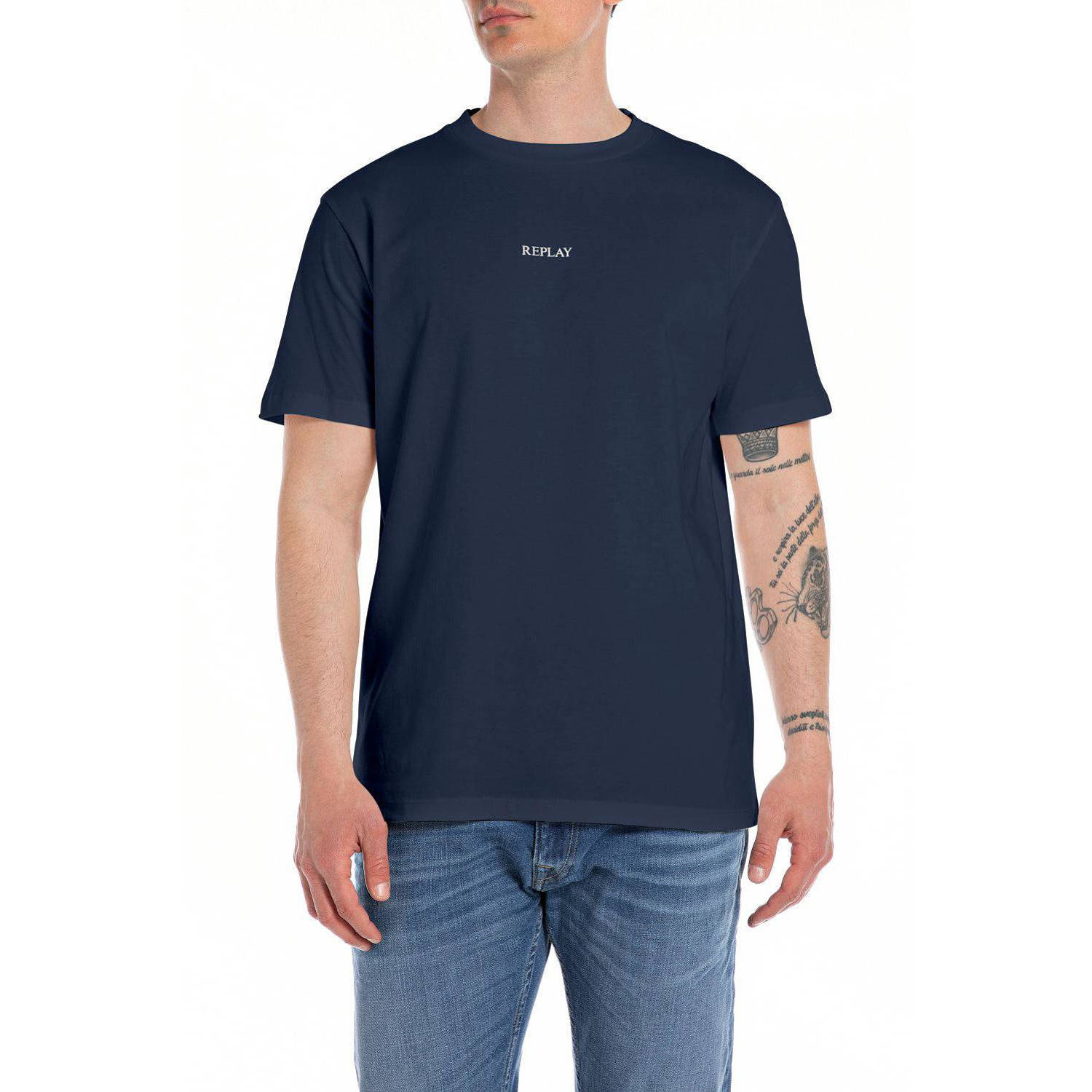 REPLAY T-shirt met logo indigo blue