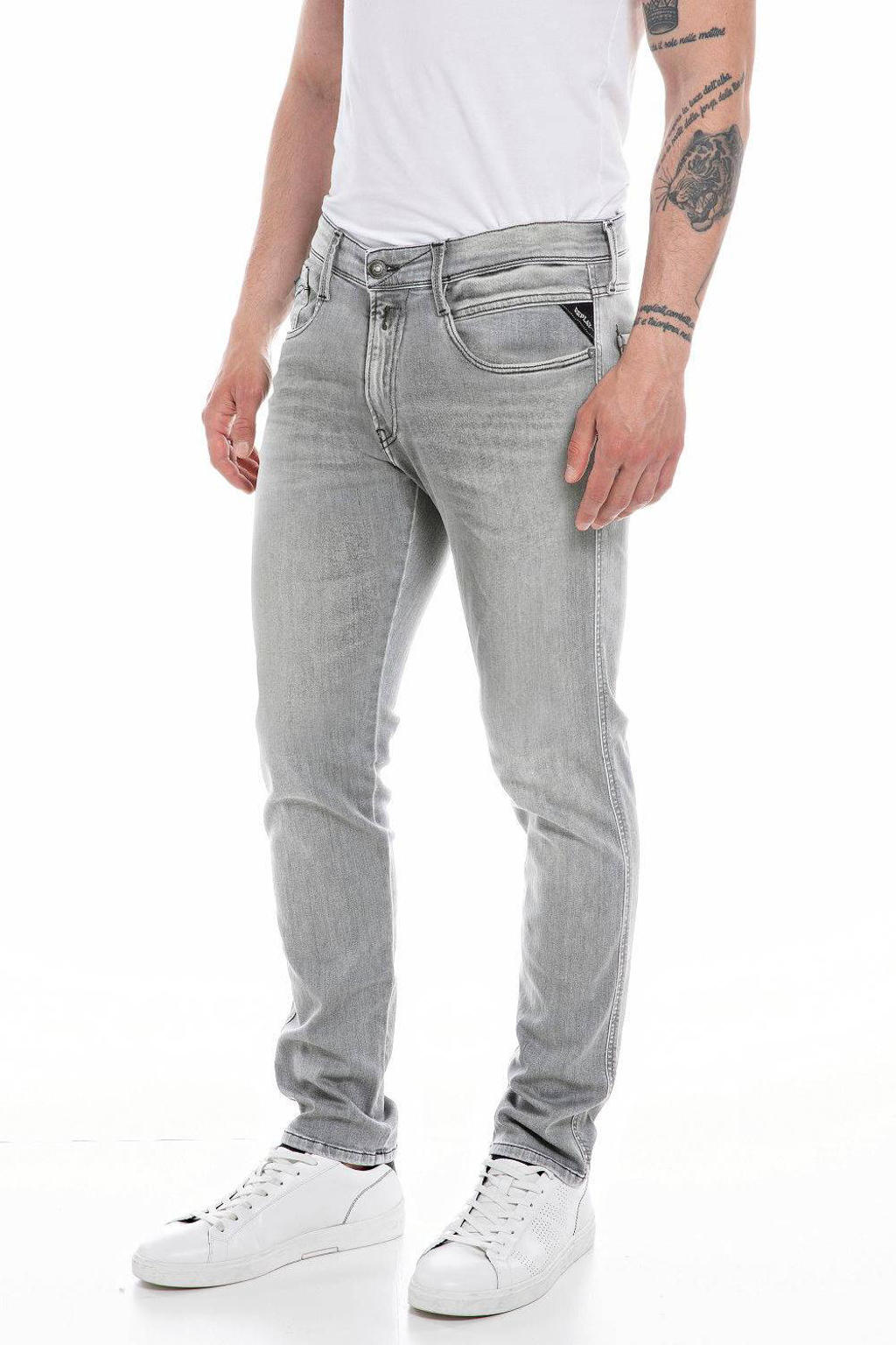 REPLAY slim fit jeans ANBASS light grey | wehkamp