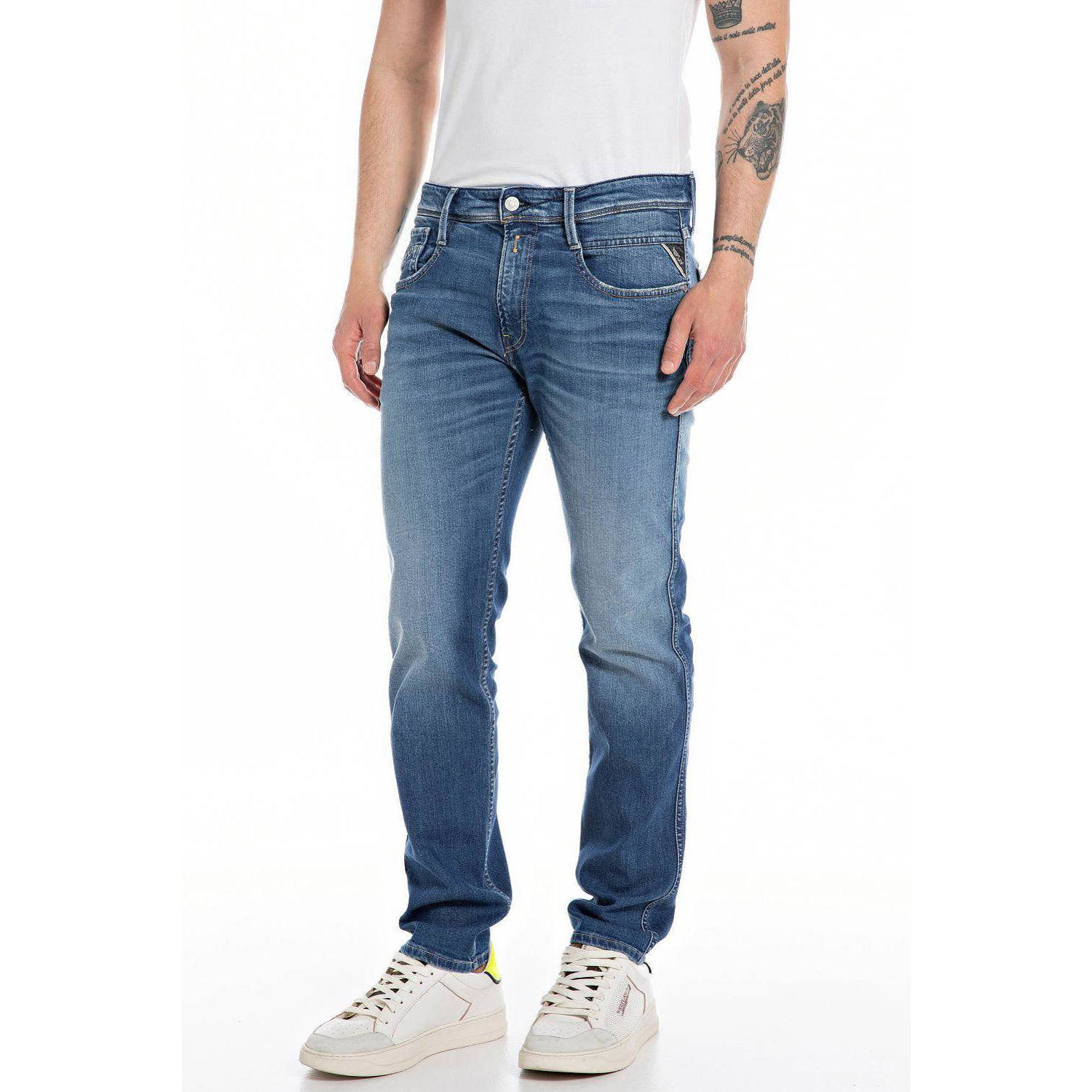 REPLAY slim fit jeans middenblauw