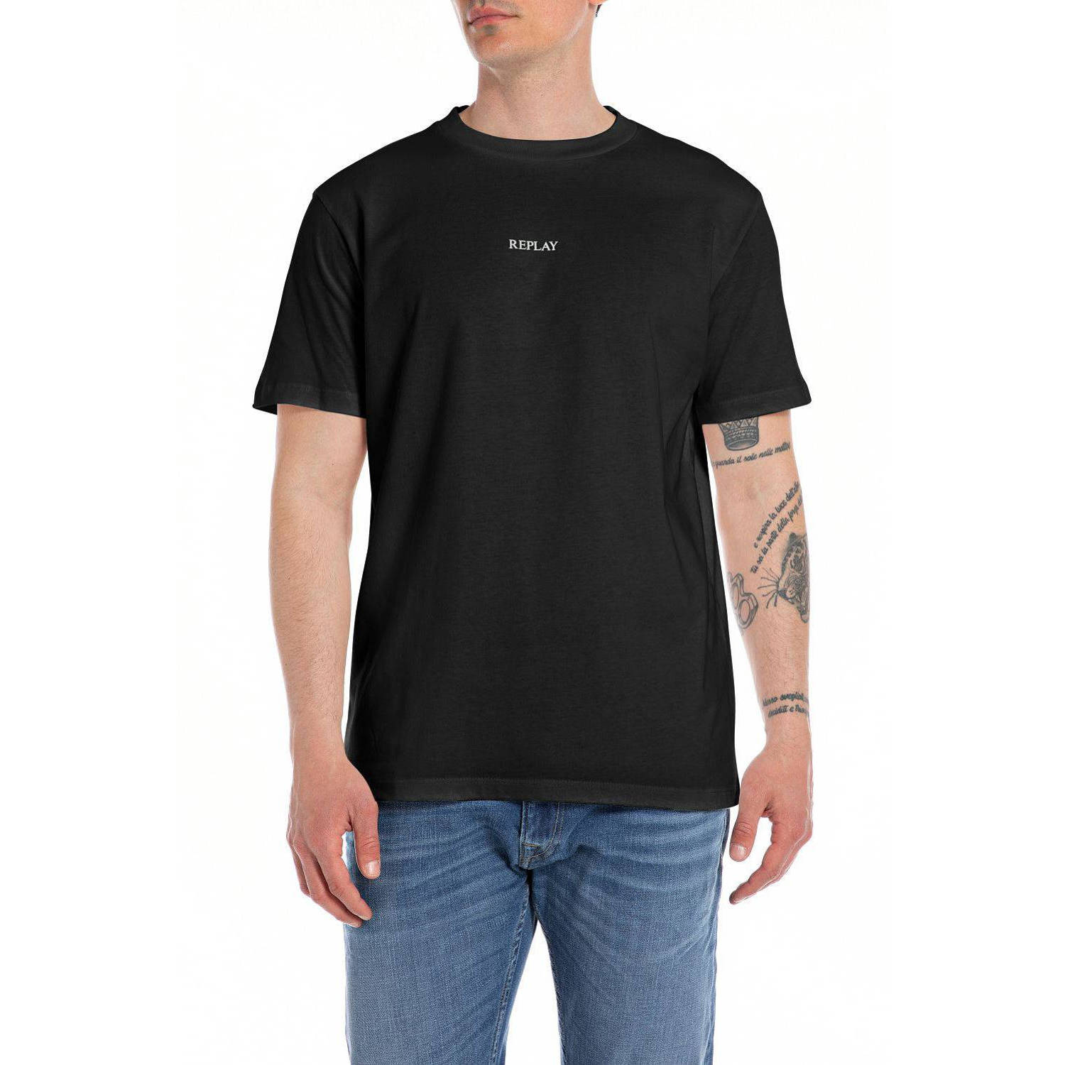 REPLAY T-shirt met logo zwart