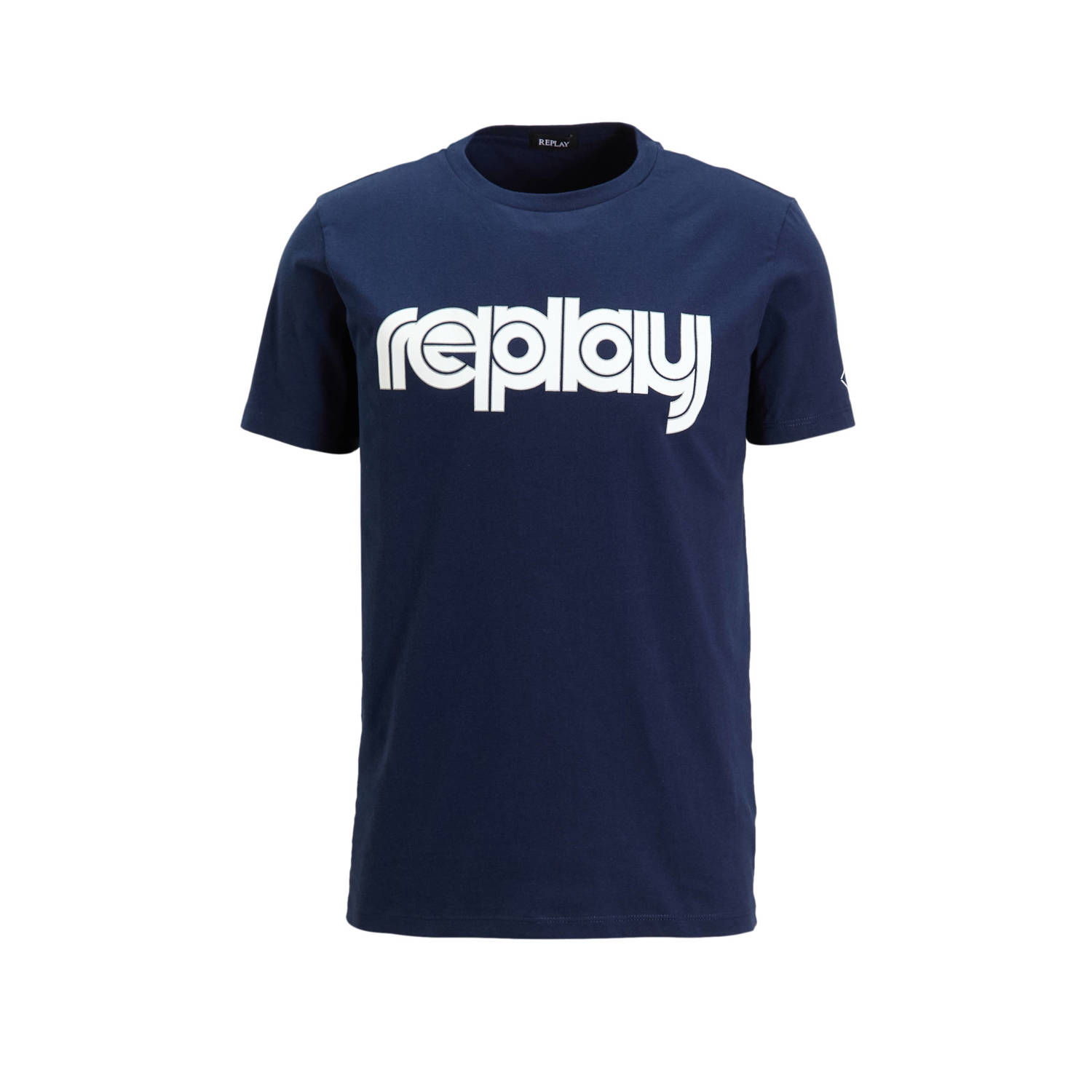 REPLAY T-shirt met printopdruk indigo blue