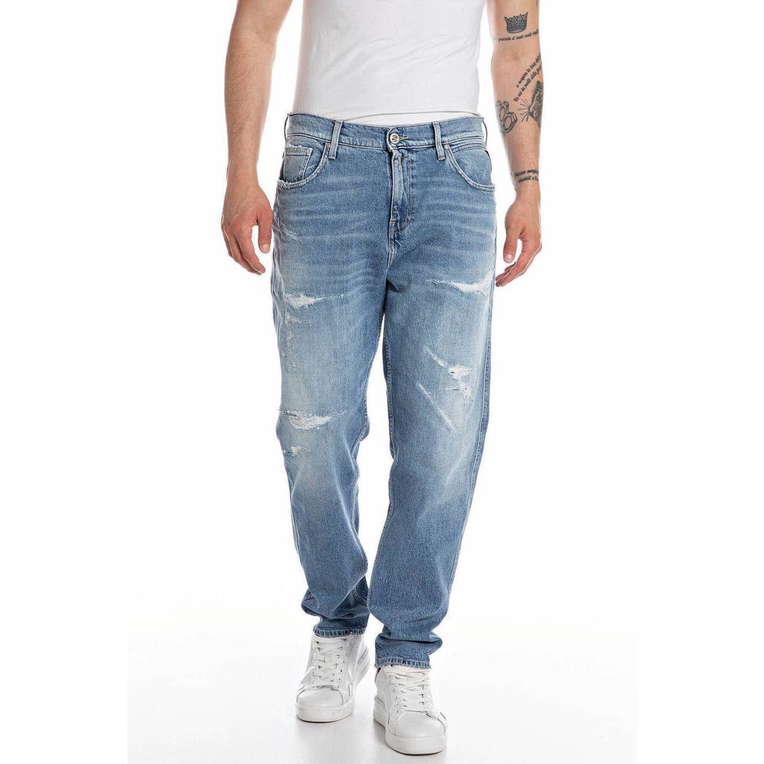 REPLAY tapered fit jeans SANDOT medium blue