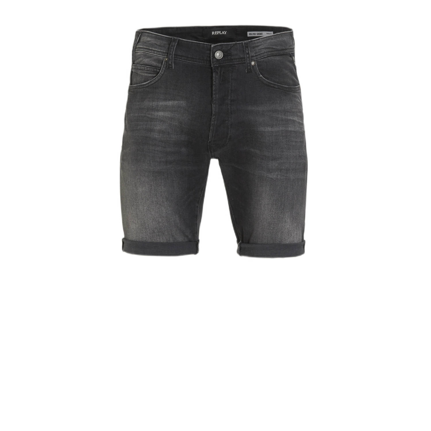 Replay Effen katoenen blend shorts met zakken Gray Heren