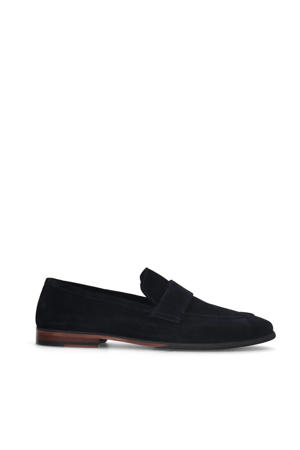suède loafers blauw