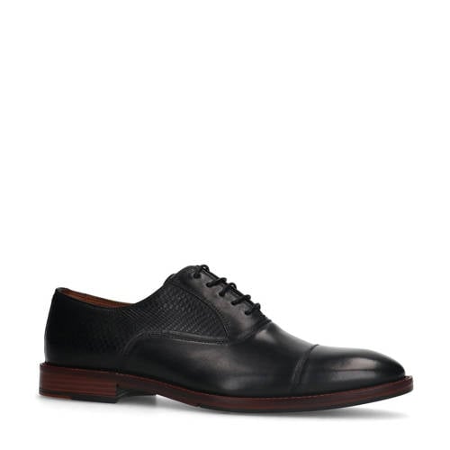 Manfield leren veterschoenen zwart afbeelding