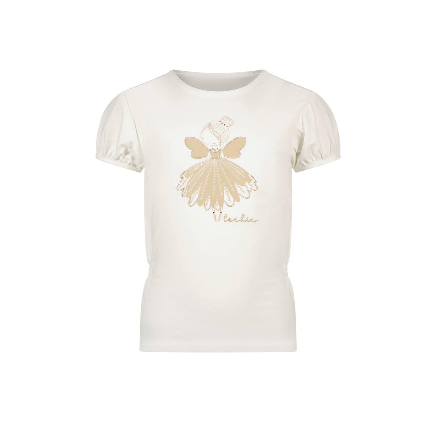 Le Chic T-shirt NOMS met printopdruk wit Meisjes Katoen Ronde hals Printopdruk 104