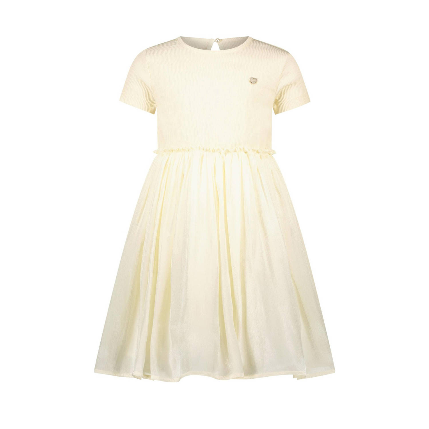 Le Chic A-lijn jurk SMOOR offwhite Ecru Meisjes Polyester Ronde hals Effen 104