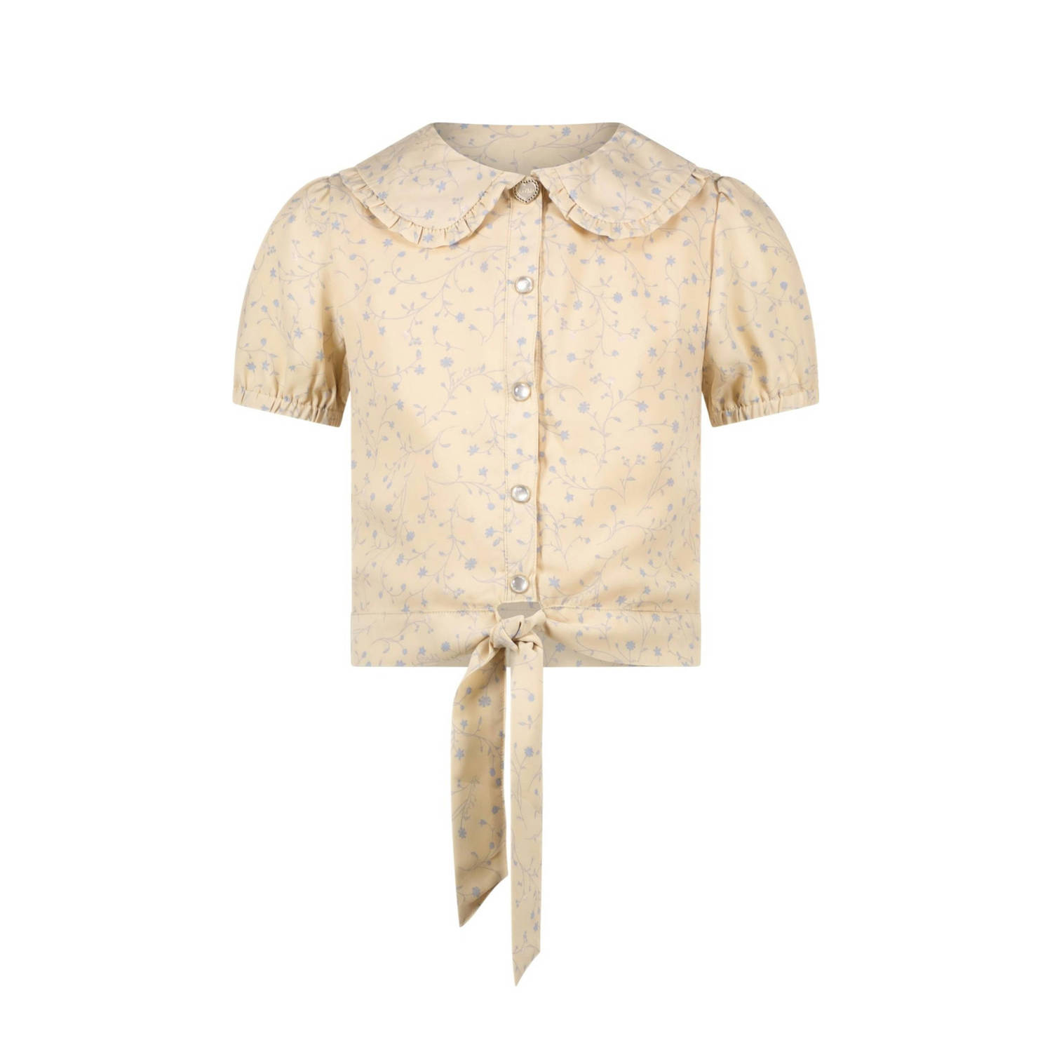 Le Chic blouse EDWY met all over print beige Meisjes Gerecycled polyester Peter Pan-kraag 164