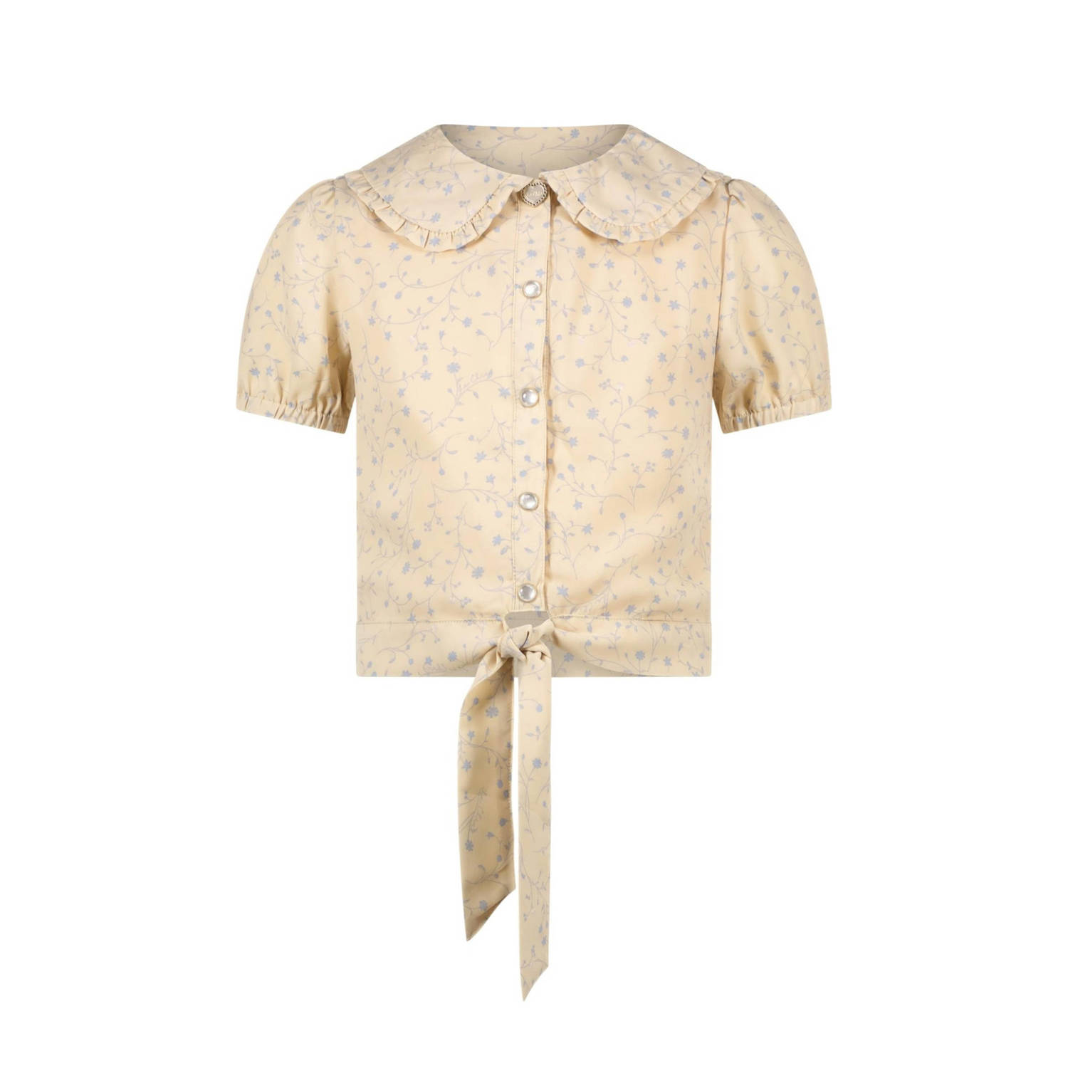 Le Chic blouse EDWY met all over print beige Meisjes Gerecycled polyester Peter Pan-kraag 104