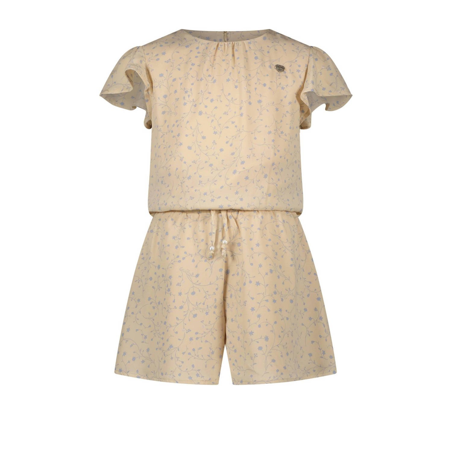 Le Chic jumpsuit KOBUS met all over print beige lichtblauw Meisjes Gerecycled polyester Ronde hals 110