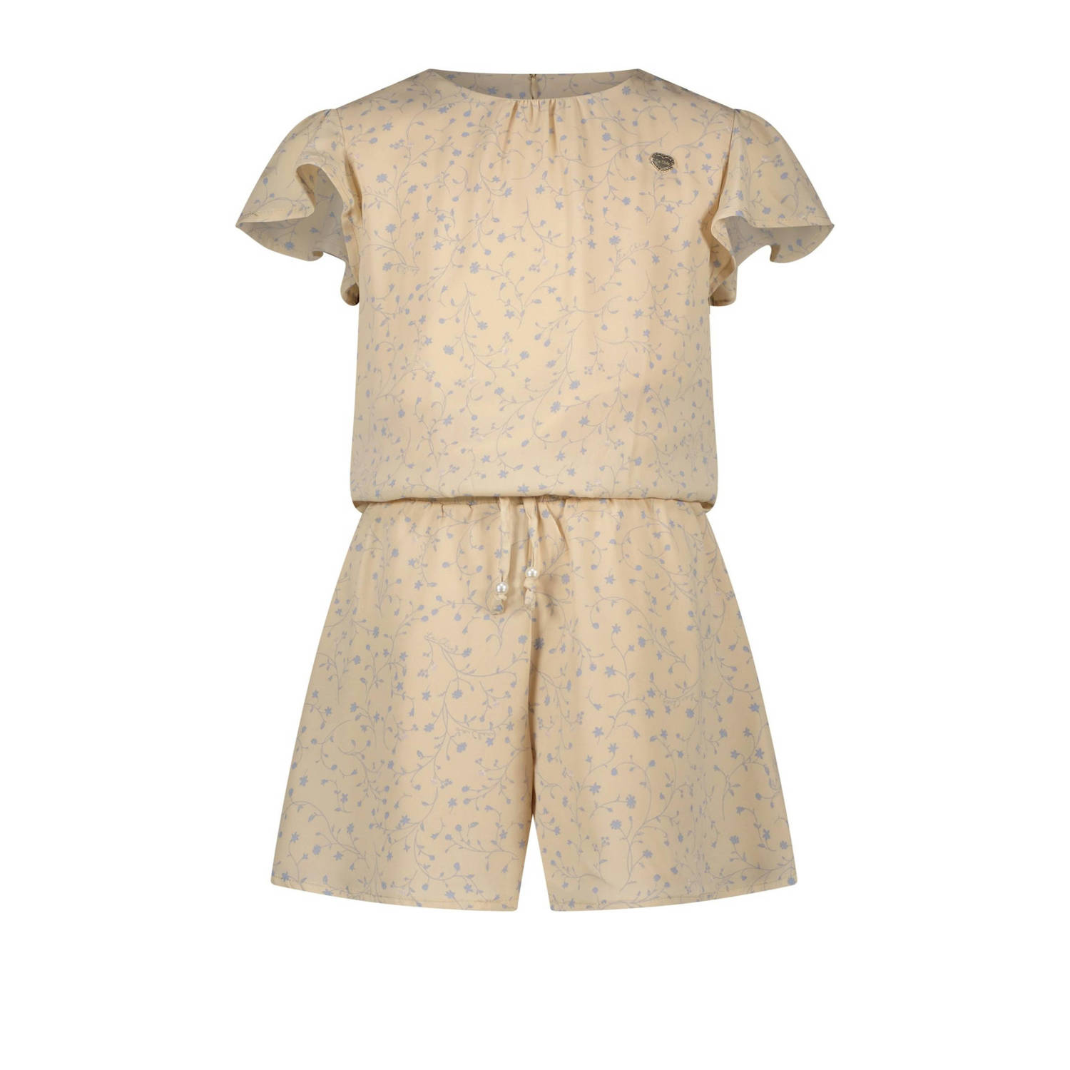 Le Chic jumpsuit KOBUS met all over print beige lichtblauw Meisjes Gerecycled polyester Ronde hals 110