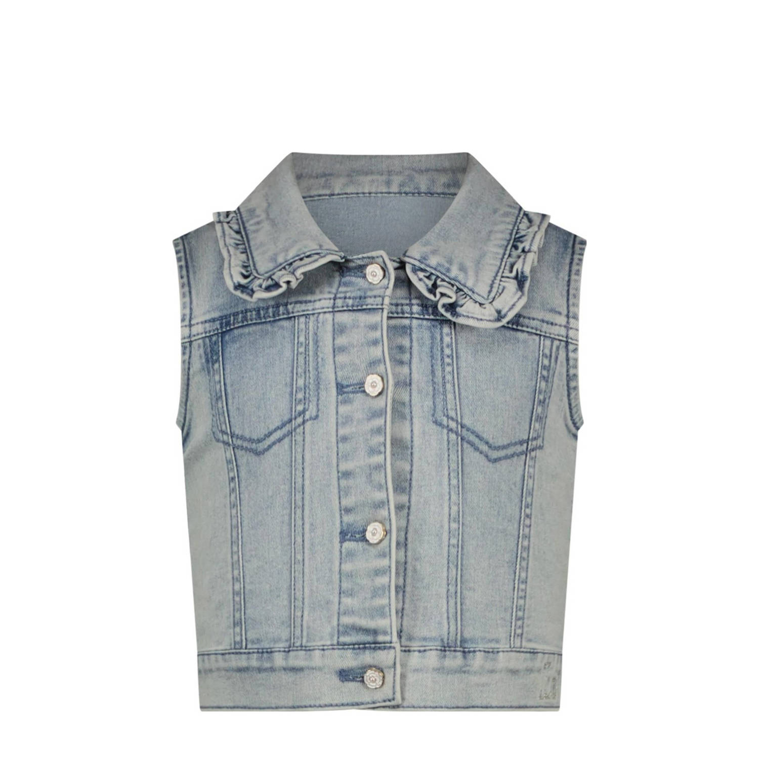 Le Chic gilet ANGELES classic light denim Blauw Meisjes Stretchdenim Klassieke kraag 104