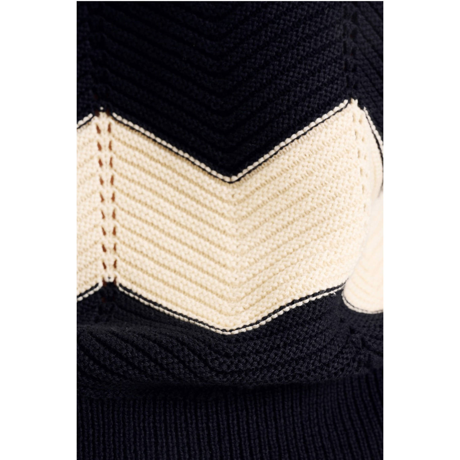 Shoeby crochet top met all over print zwart ecru