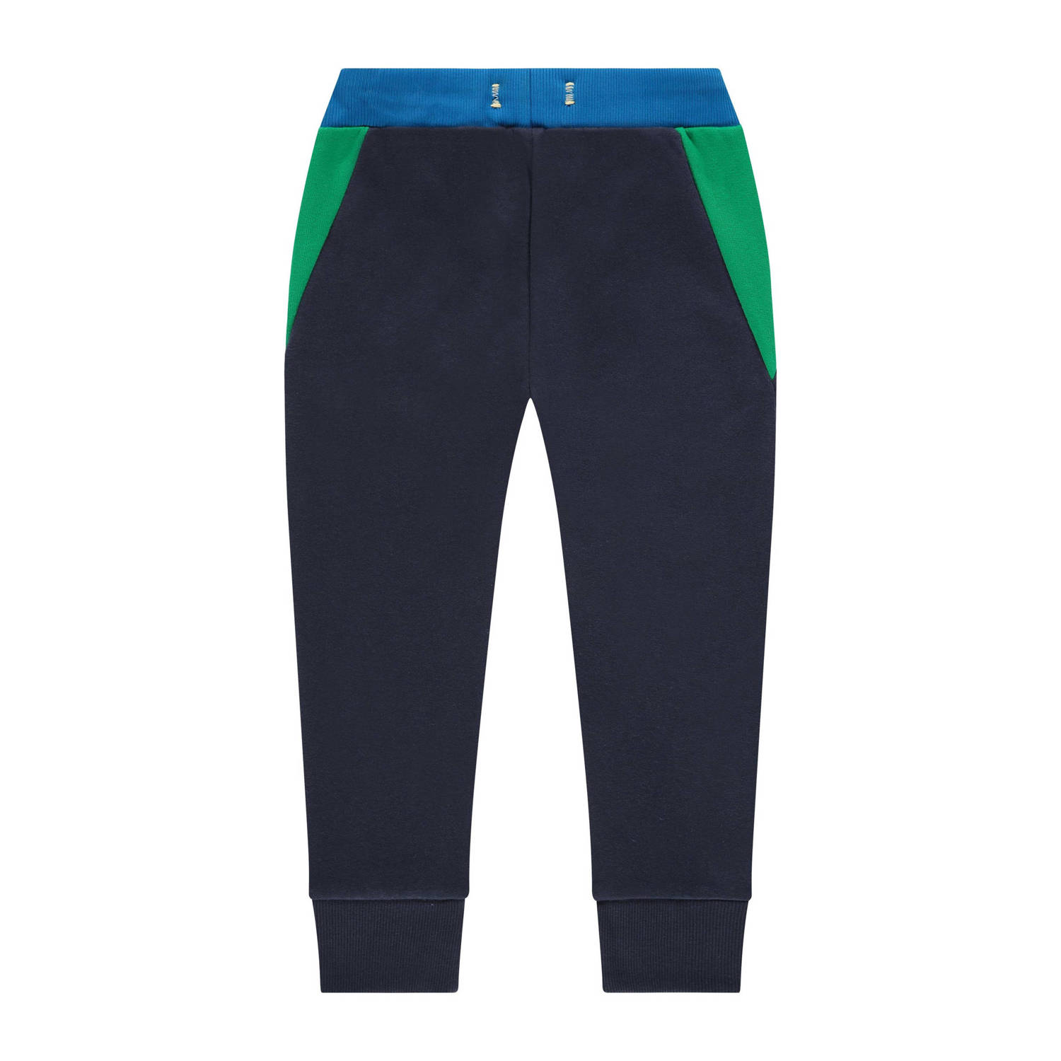 Stains&Stories regular fit broek donkerblauw blauw groen
