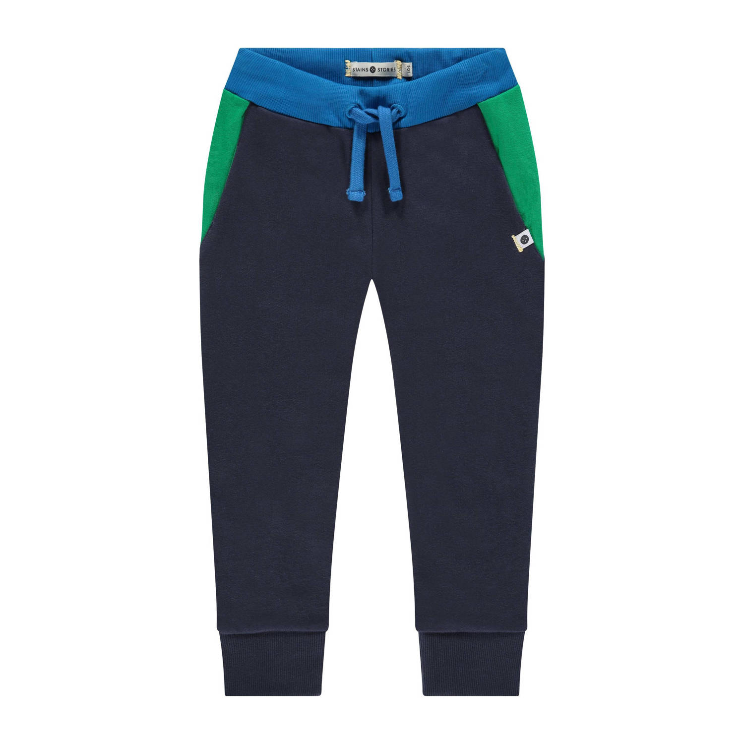 Stains&Stories regular fit broek donkerblauw blauw groen