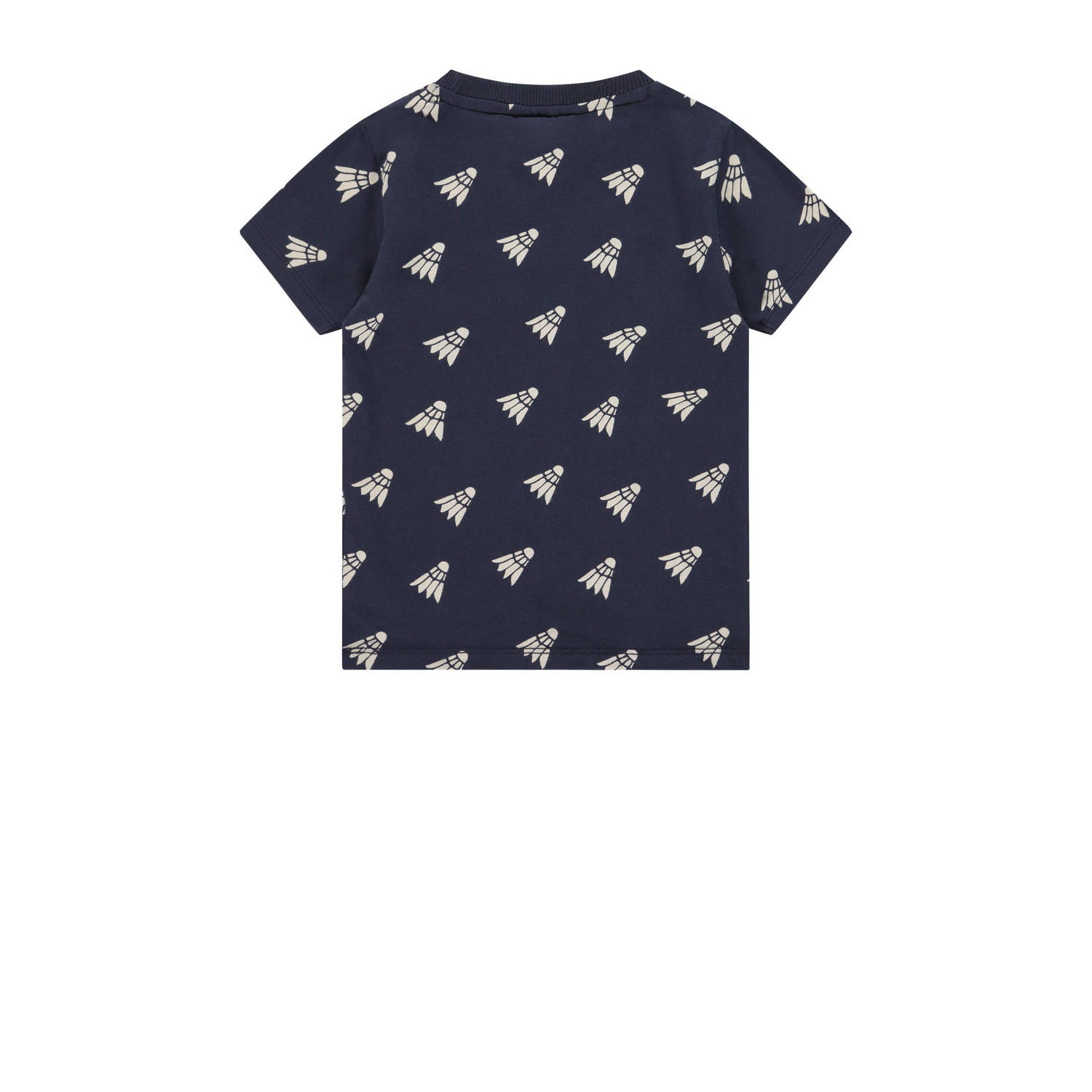Stains&Stories T-shirt met all over print donkerblauw ecru