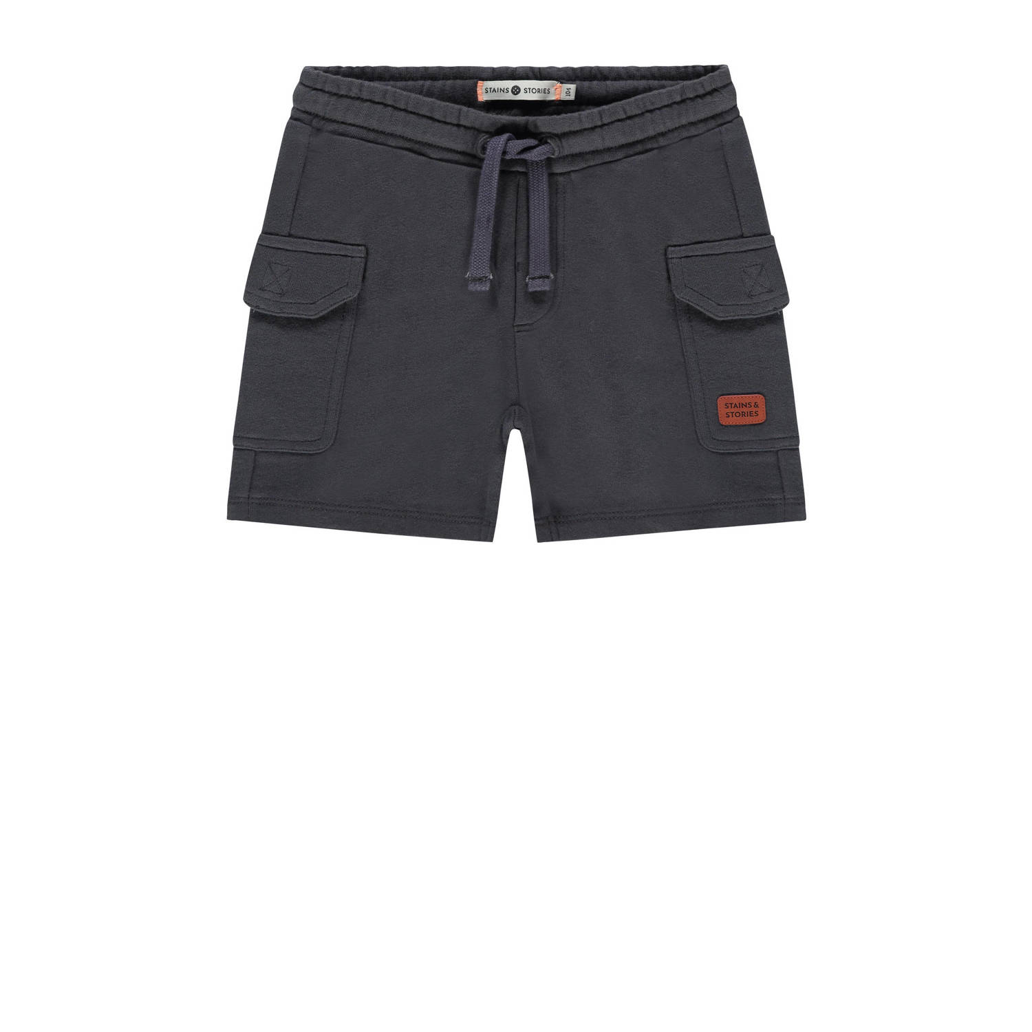 Stains&Stories sweatshort antraciet Korte broek Grijs Effen 134