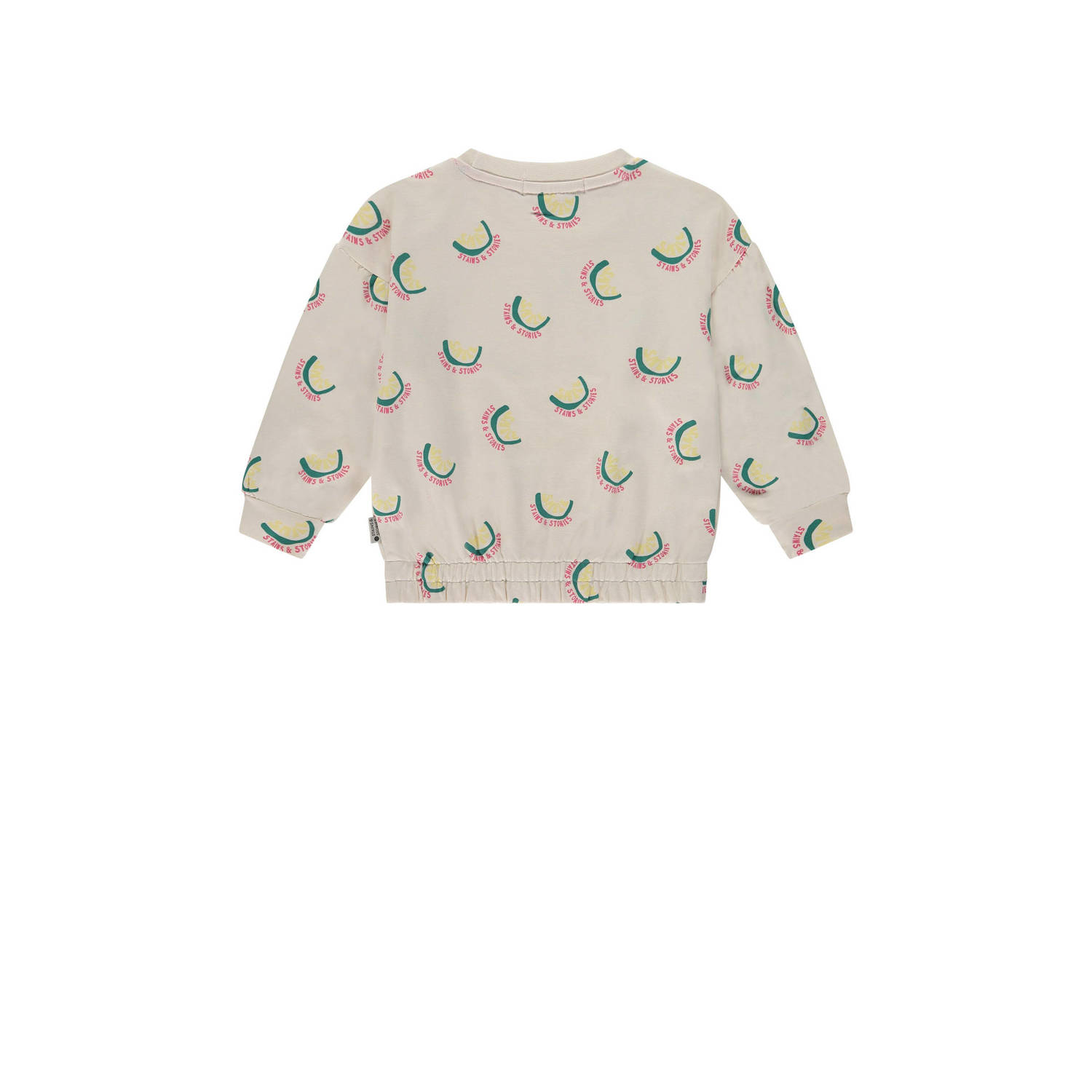 Stains&Stories sweater met all over print ecru groen geel