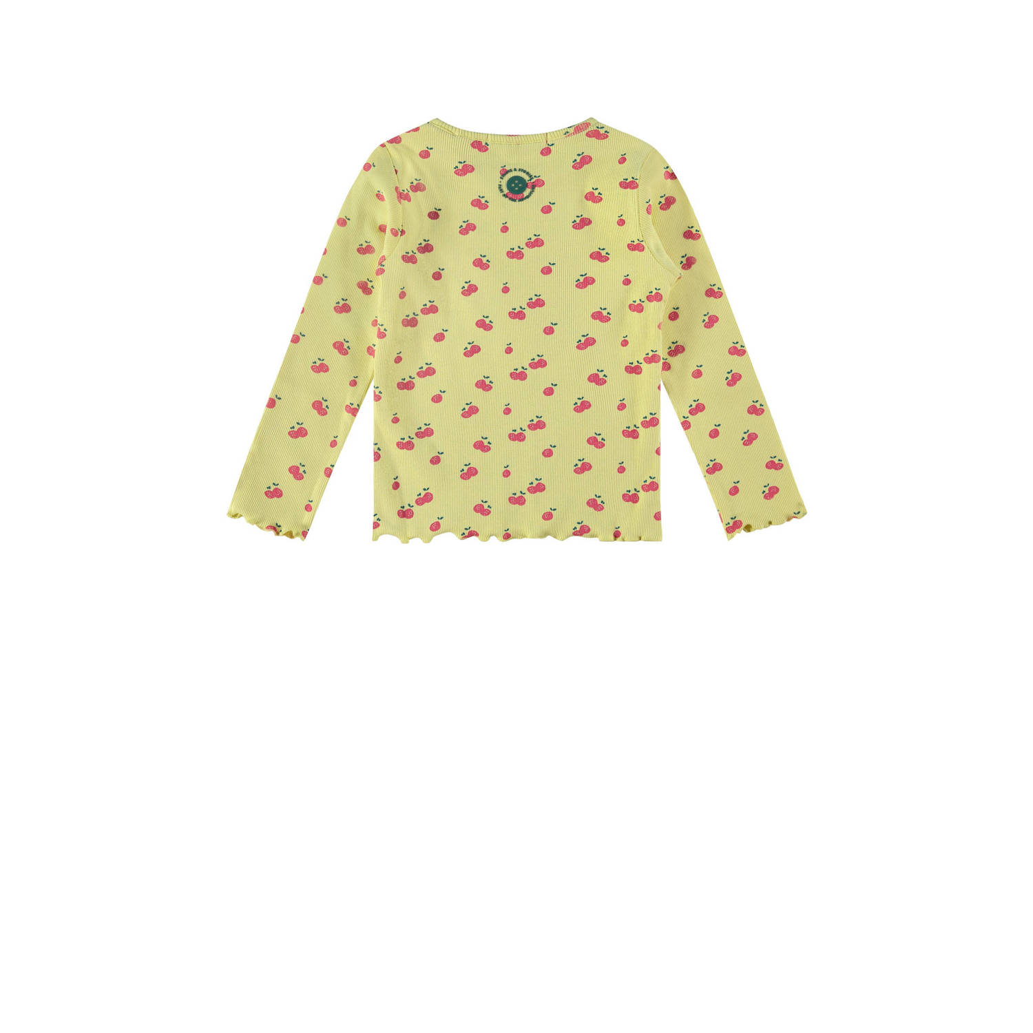 Stains&Stories longsleeve met fruitprint lichtgeel roze