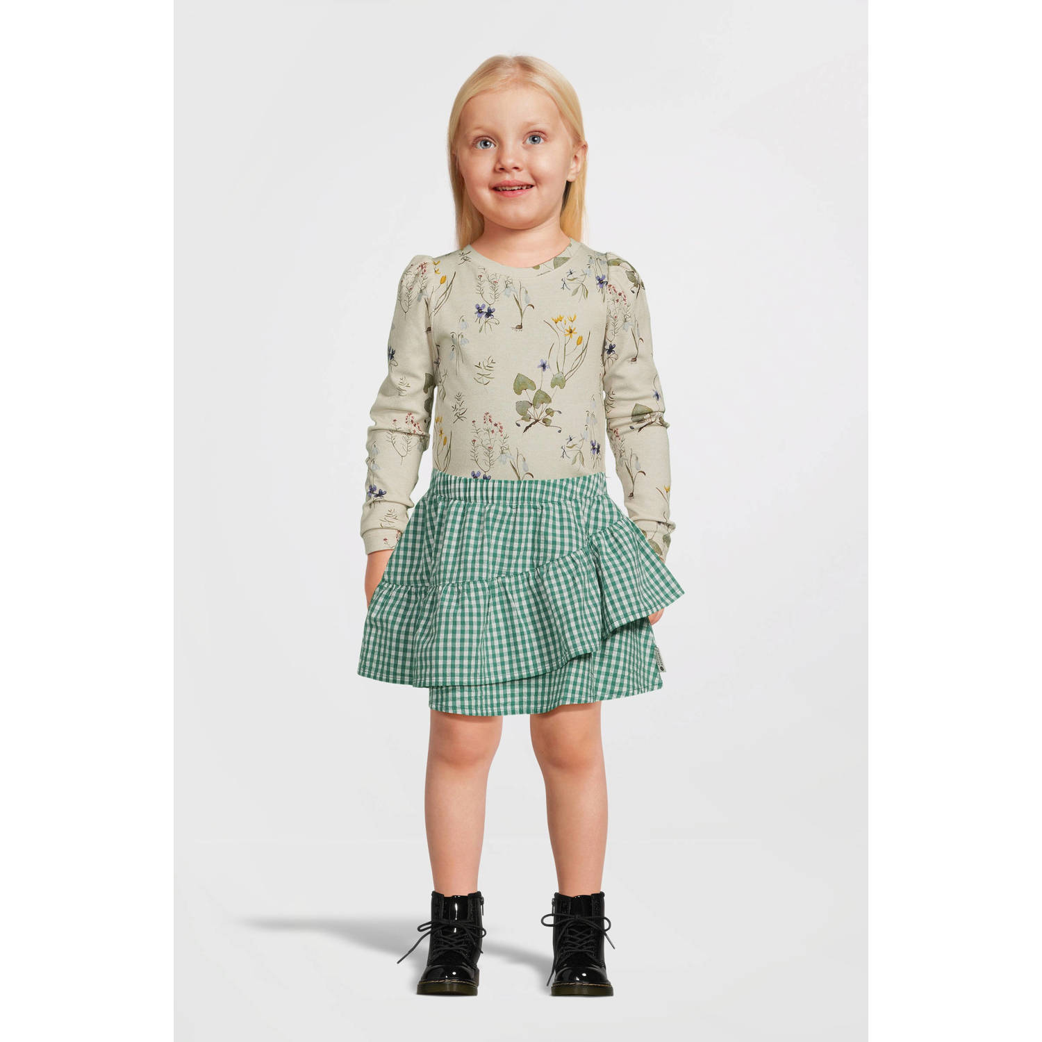 Stains&Stories geruite rok groen Meisjes Katoen Ruit 110