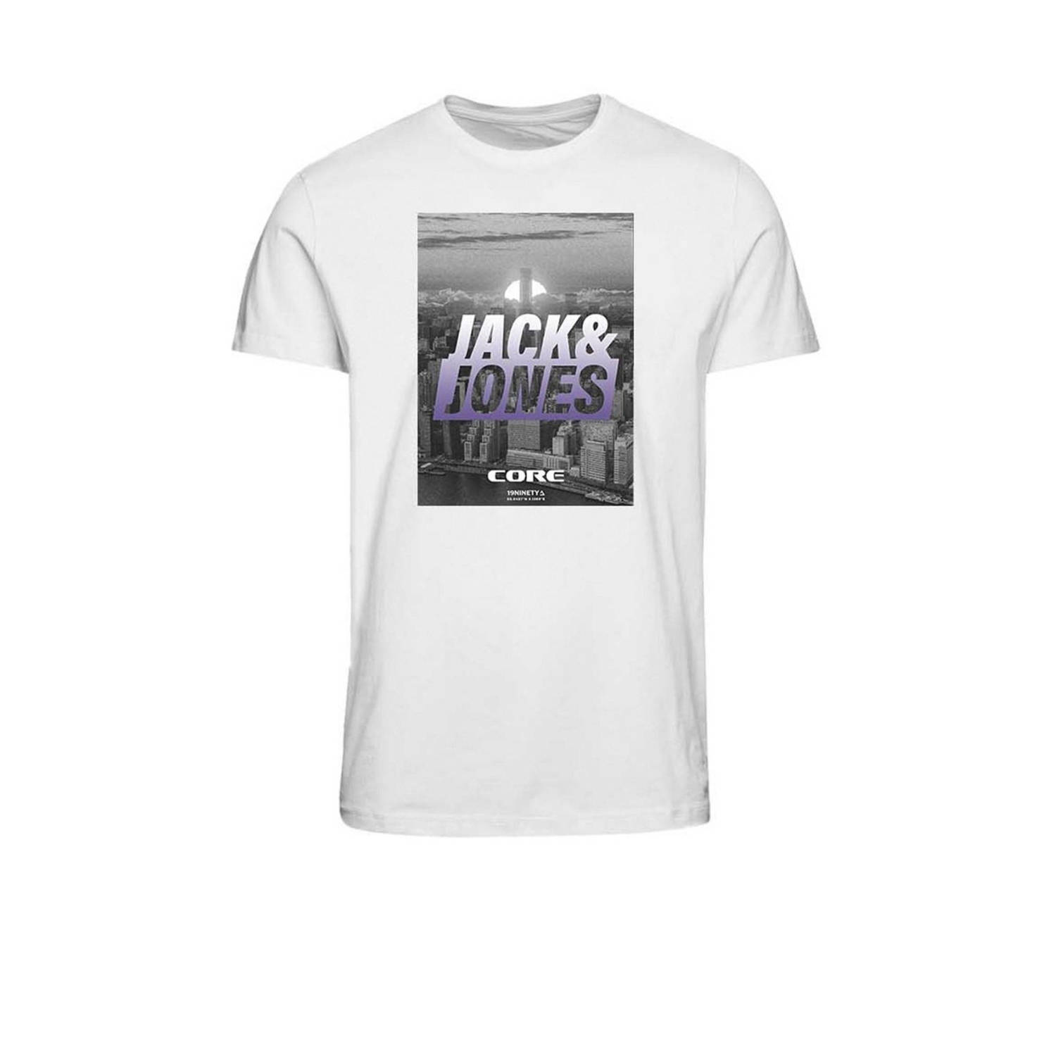 Jack & jones JUNIOR T-shirt JCOPHOTO met logo wit Jongens Katoen Ronde hals 128