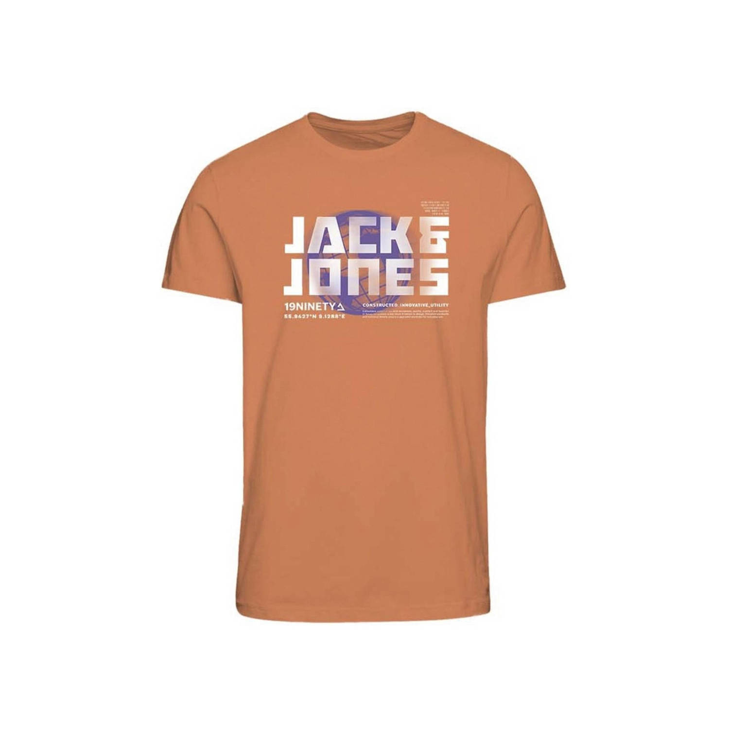 JACK & JONES JUNIOR T-shirt JCOPHOTO met logo bruinoranje