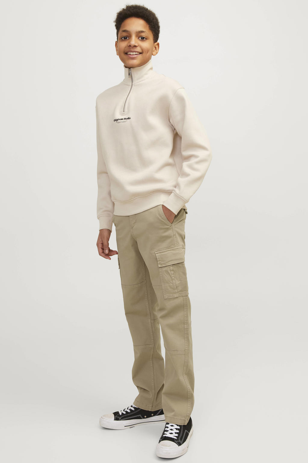 JACK & JONES JUNIOR loose fit cargobroek JPSTKANE JJHARLOW beige