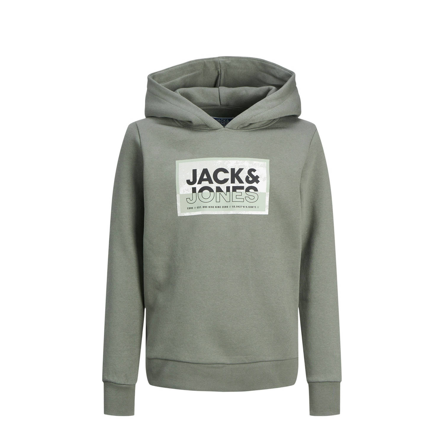 JACK & JONES JUNIOR hoodie JCOLOGAN met logo zachtgroen
