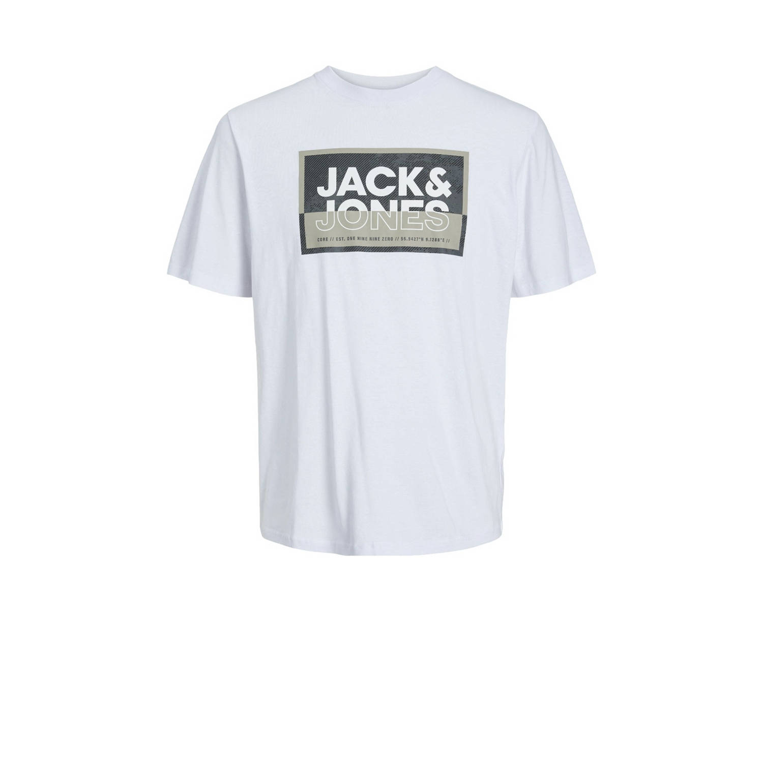 Jack & jones JUNIOR T-shirt JCOLOGAN met logo wit Jongens Katoen Ronde hals 128