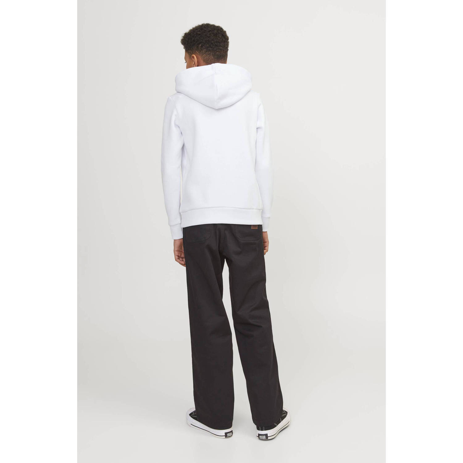 JACK & JONES JUNIOR hoodie JCOLOGAN met logo wit