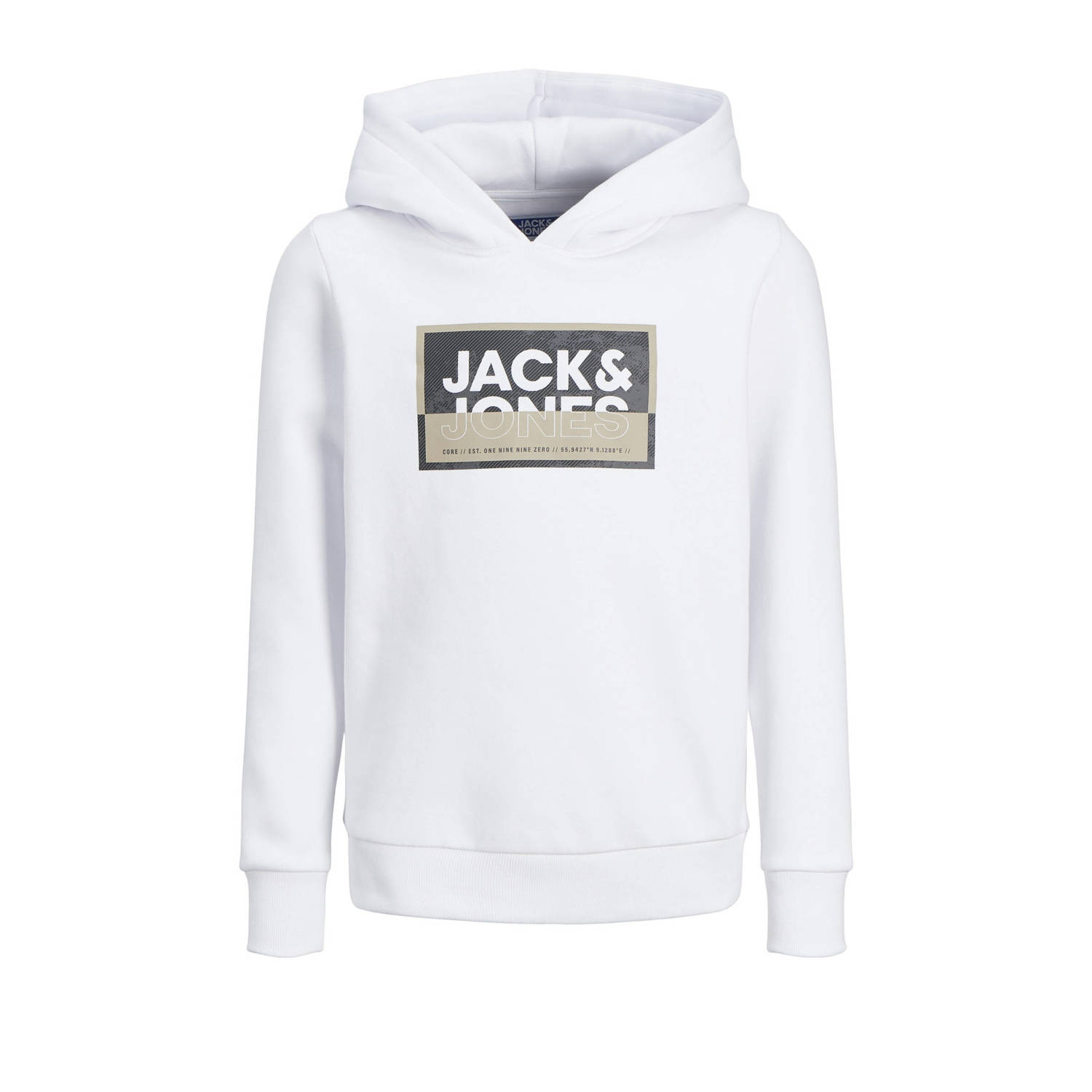 JACK & JONES JUNIOR hoodie JCOLOGAN met logo wit