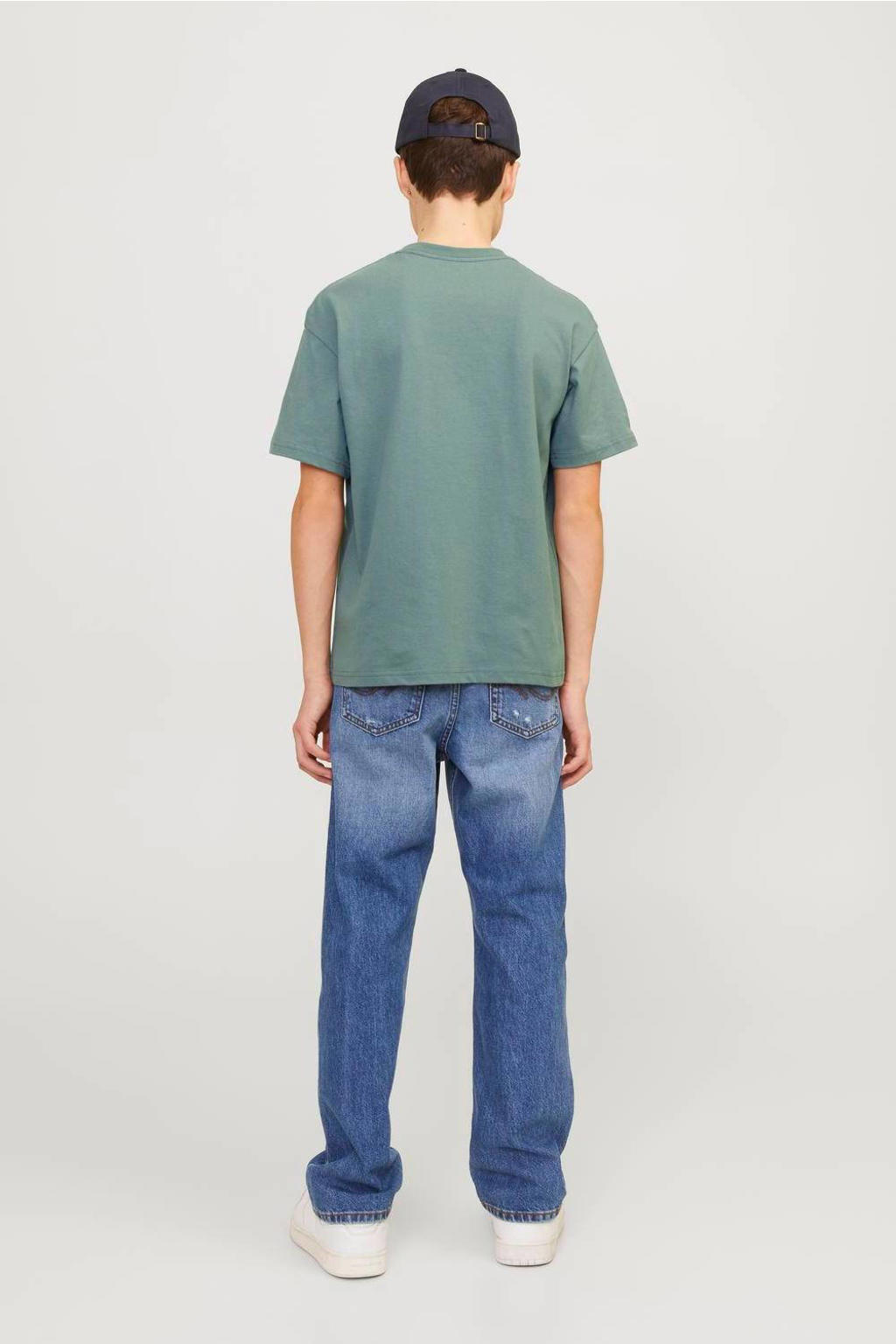 JACK & JONES JUNIOR T-shirt JORVESTERBRO met tekst zachtgroen