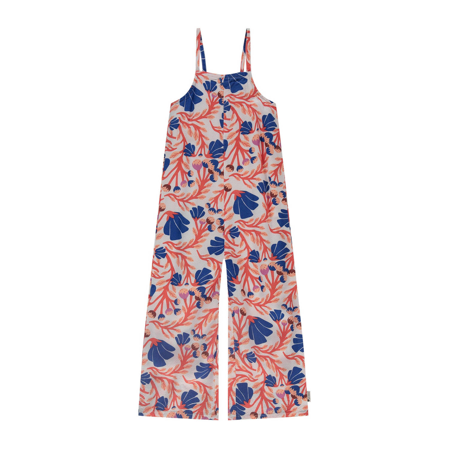 Stains&Stories jumpsuit met all over print ecru blauw oranje Meisjes Viscose Vierkante hals 104
