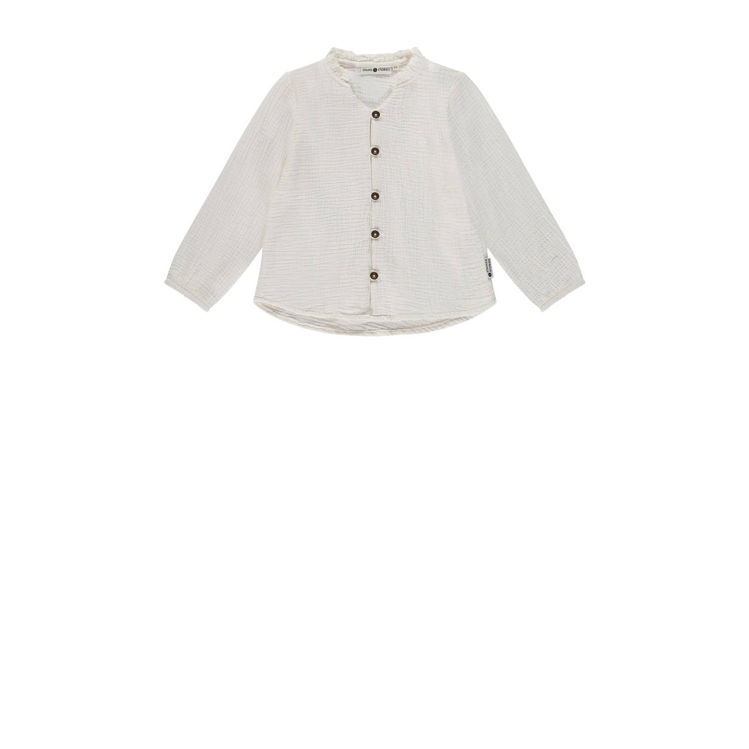 Stains&Stories blouse offwhite Wit Meisjes Katoen Ronde hals Effen 104