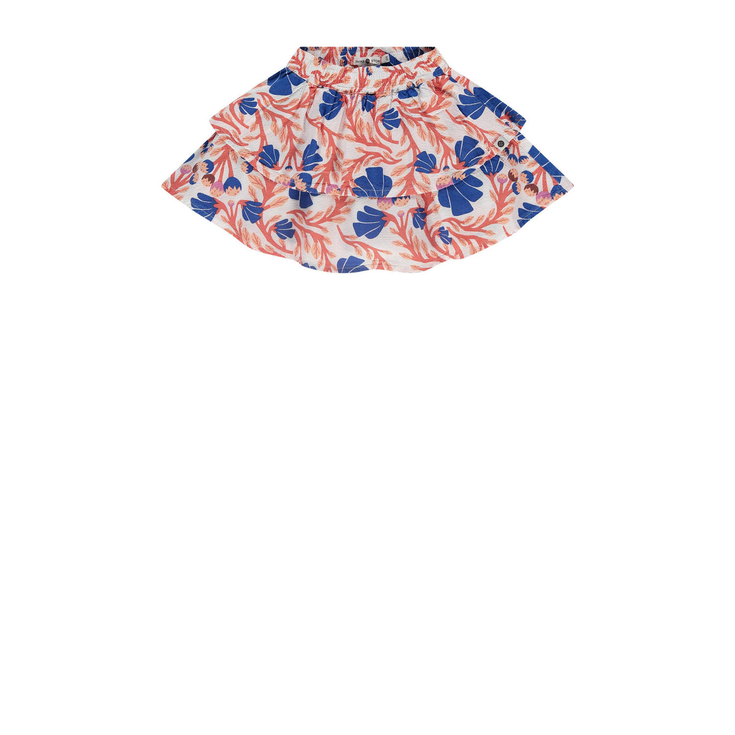 Stains&Stories rok met all over print ecru blauw oranje Meisjes Viscose 104