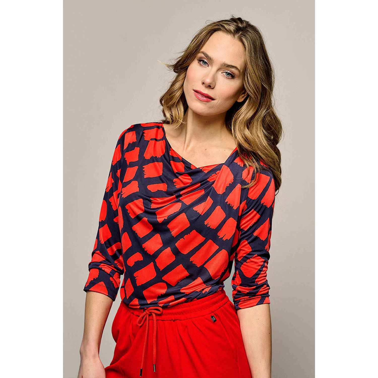 Mart Visser jersey top Harrison met grafische print navy rood