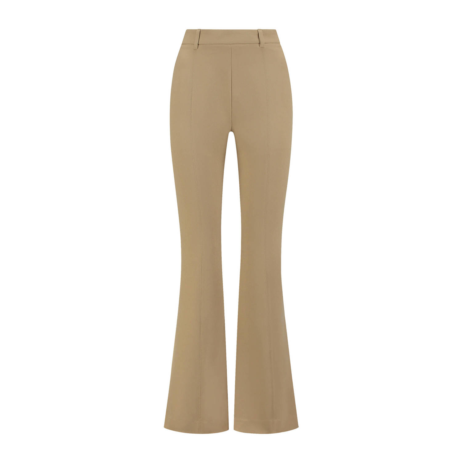 NIKKIE flared broek van gerecycled polyester beige