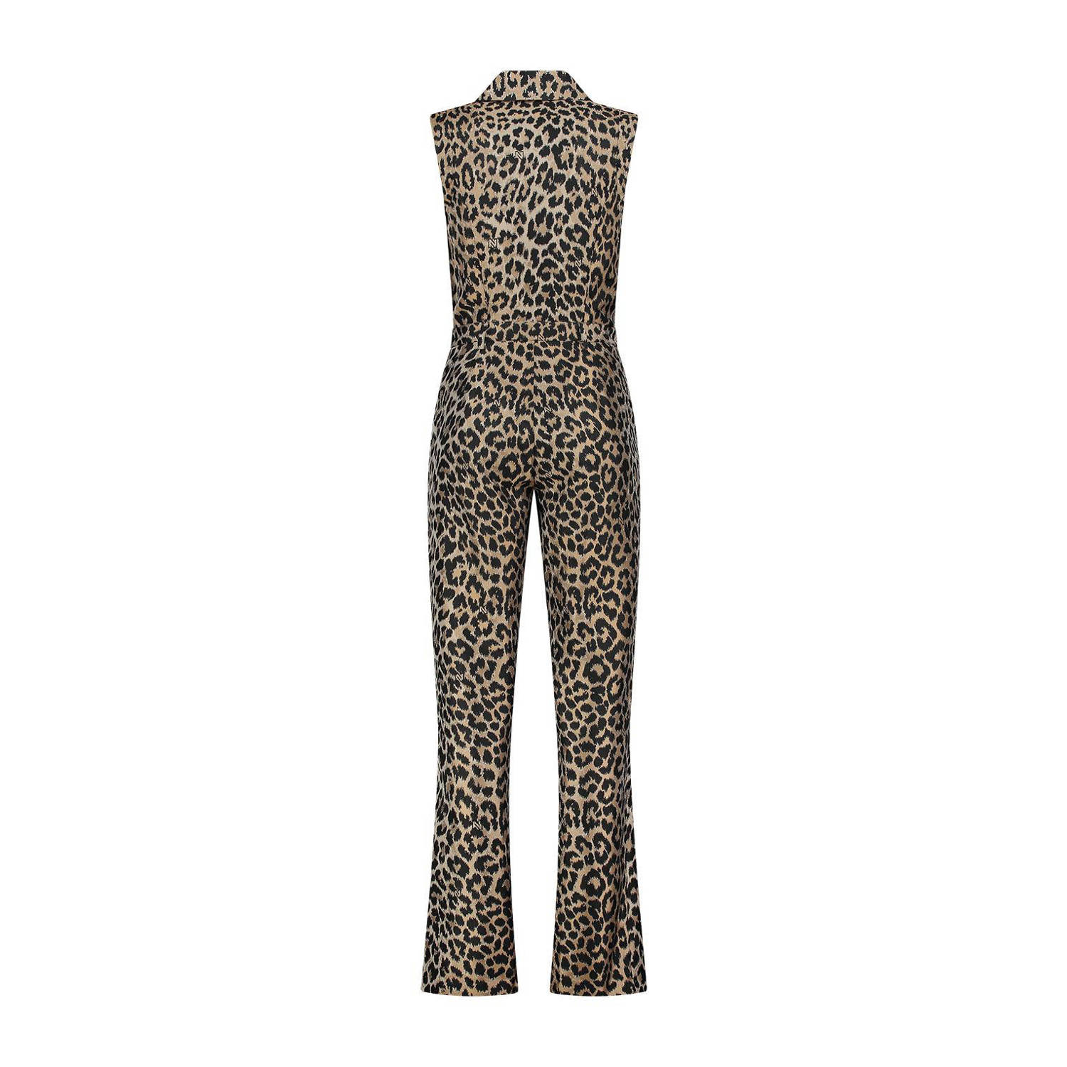 NIKKIE jumpsuit met panterprint bruin