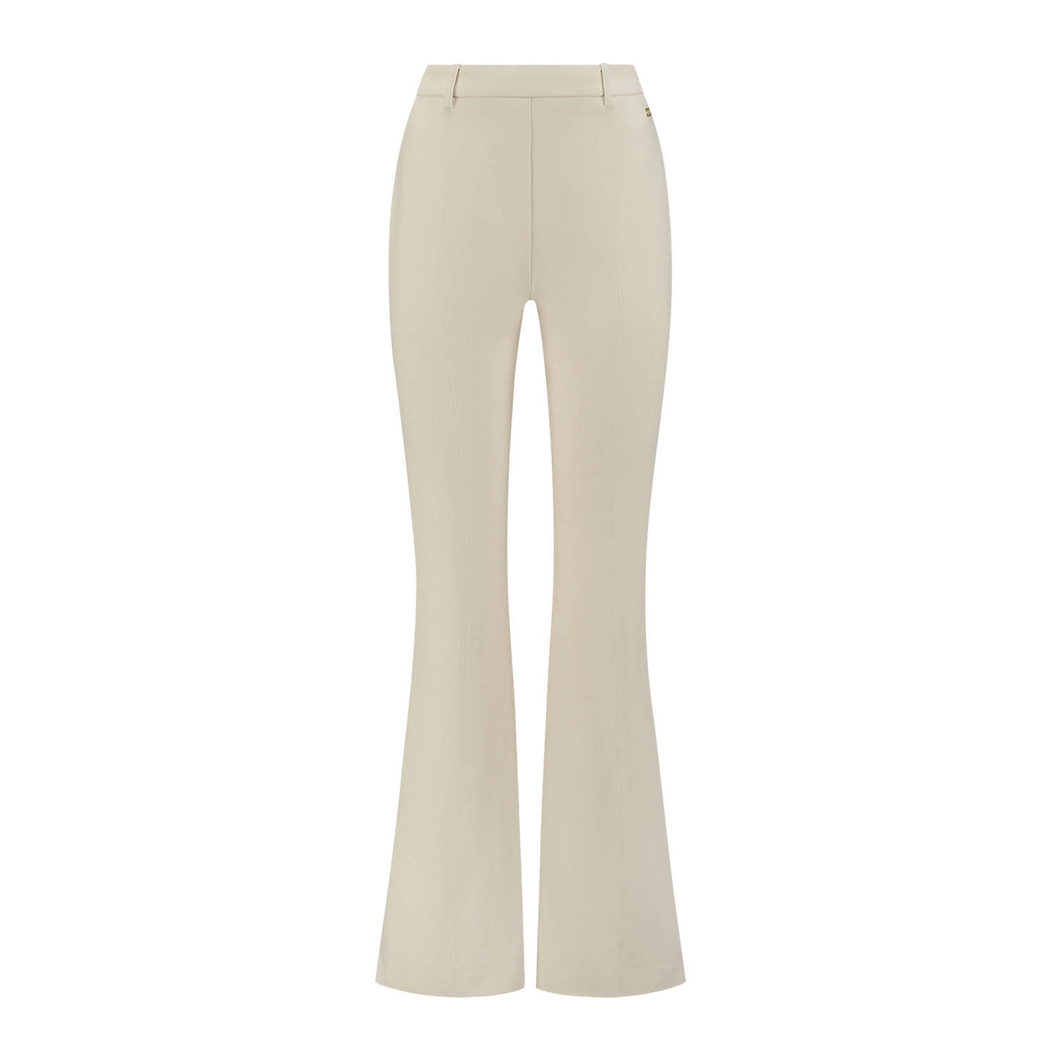 NIKKIE high waist flared broek van gerecycled polyester wit