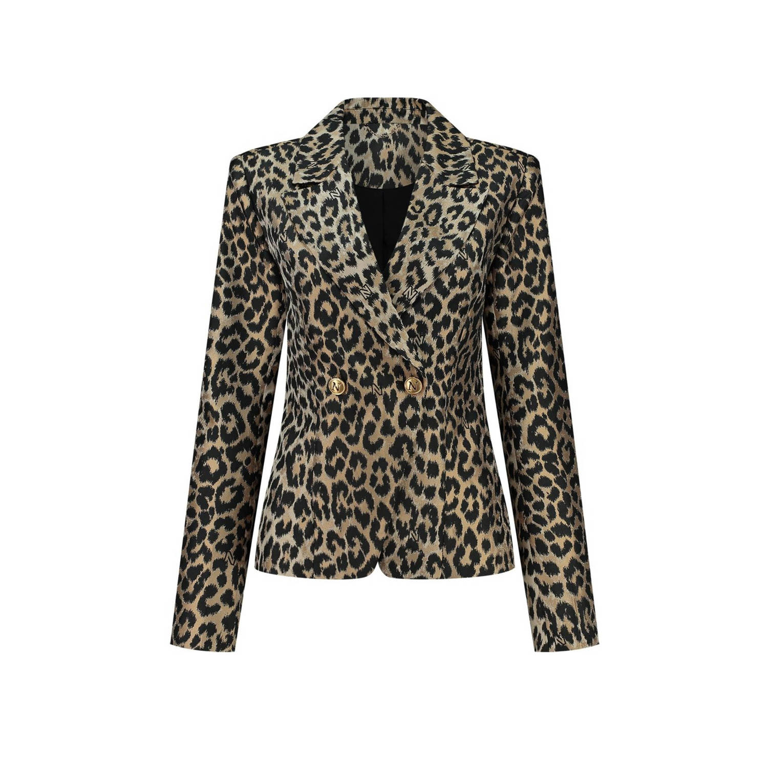 NIKKIE getailleerde blazer Benicia met panterprint bruin zwart