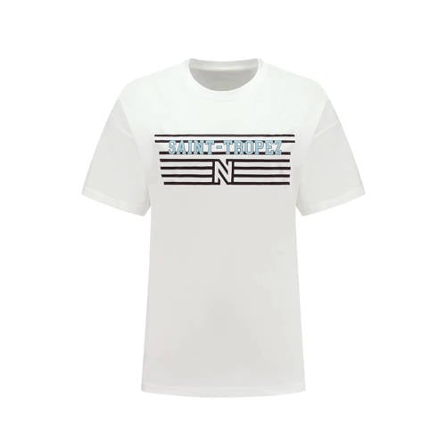 NIKKIE T-shirt Tropez met printopdruk wit